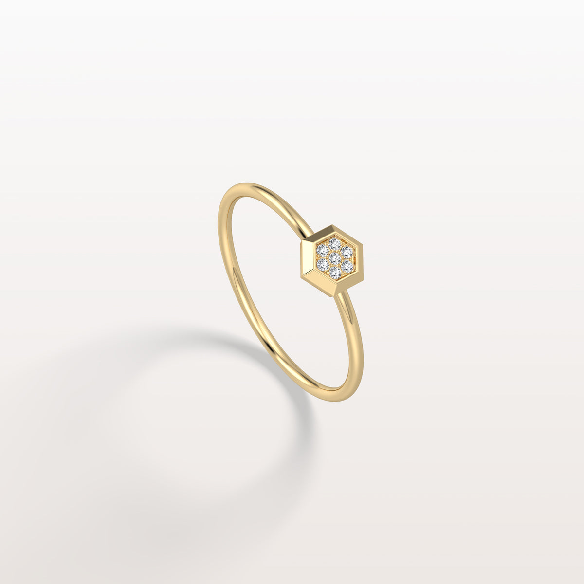 Lab Grown Diamond Hexagon Fashion Ring in 14K Solid Gold/Platinum - Rings