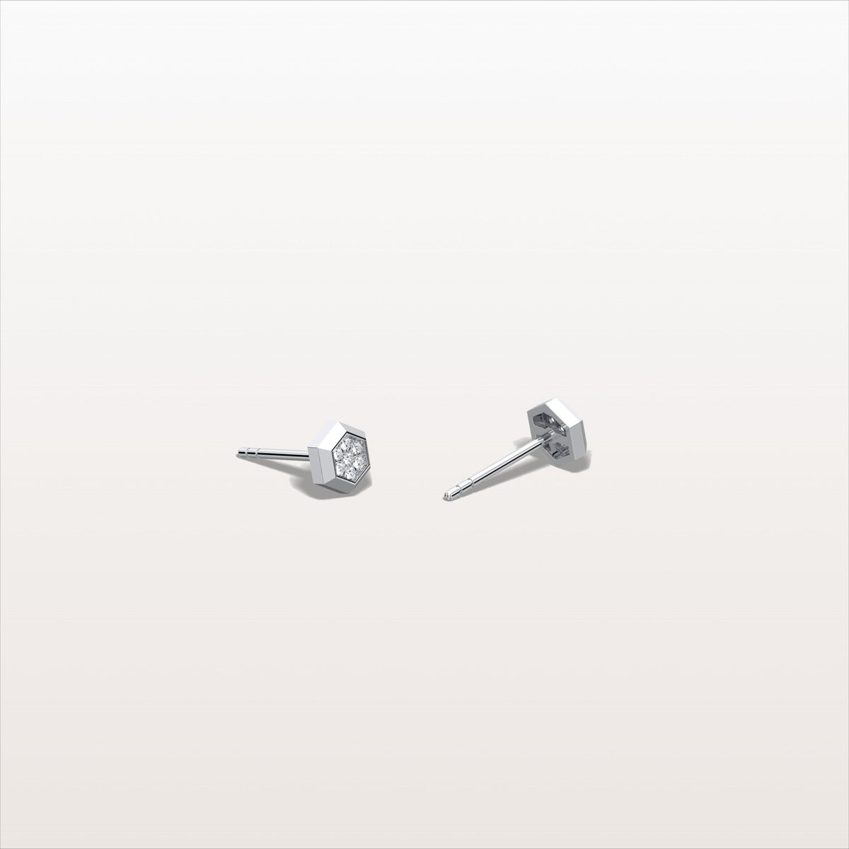 Lab Grown Diamond Hexagon Stud Earring in 14K Solid Gold/Platinum - Earrings