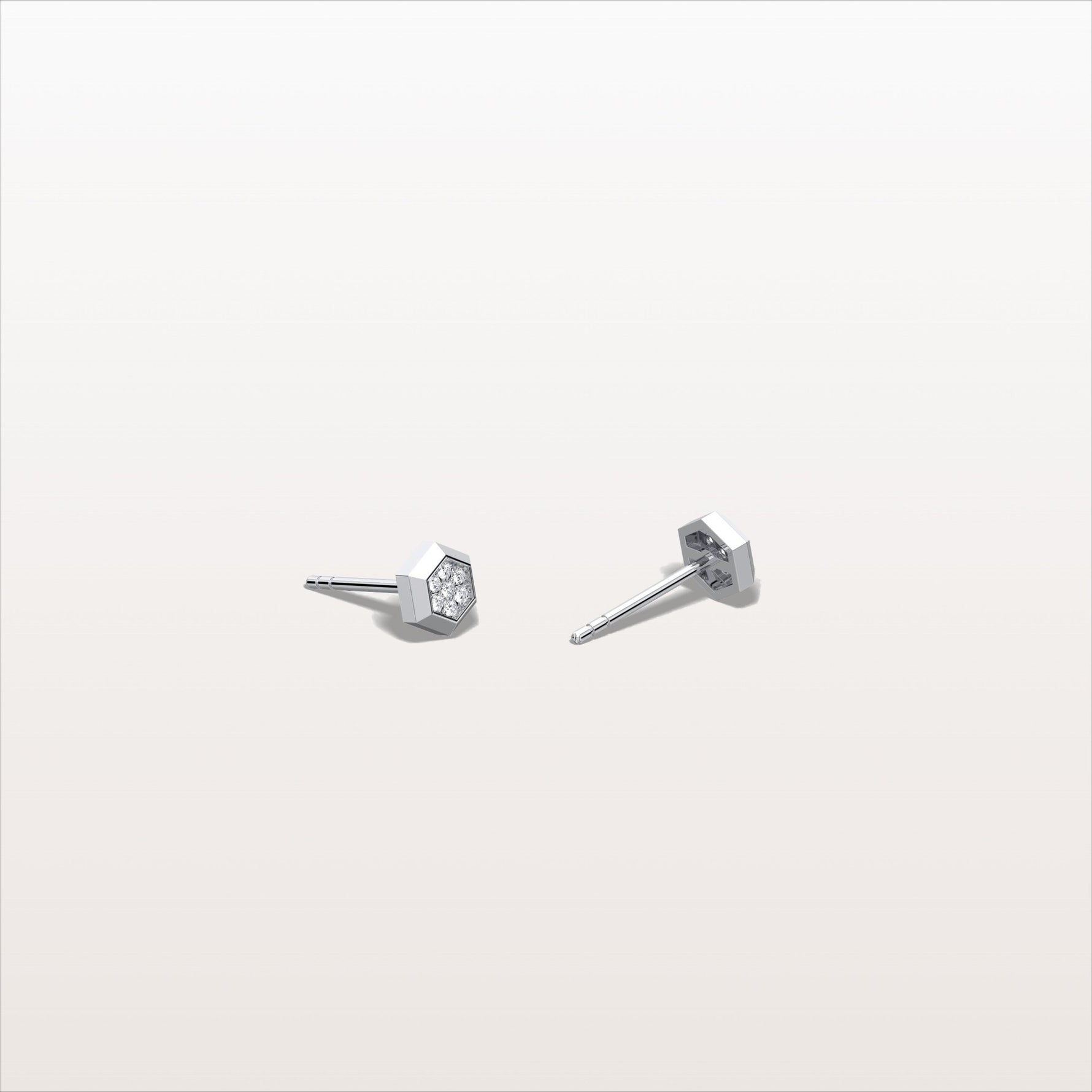 Lab Grown Diamond Hexagon Stud Earring in 14K Solid Gold/Platinum - Earrings