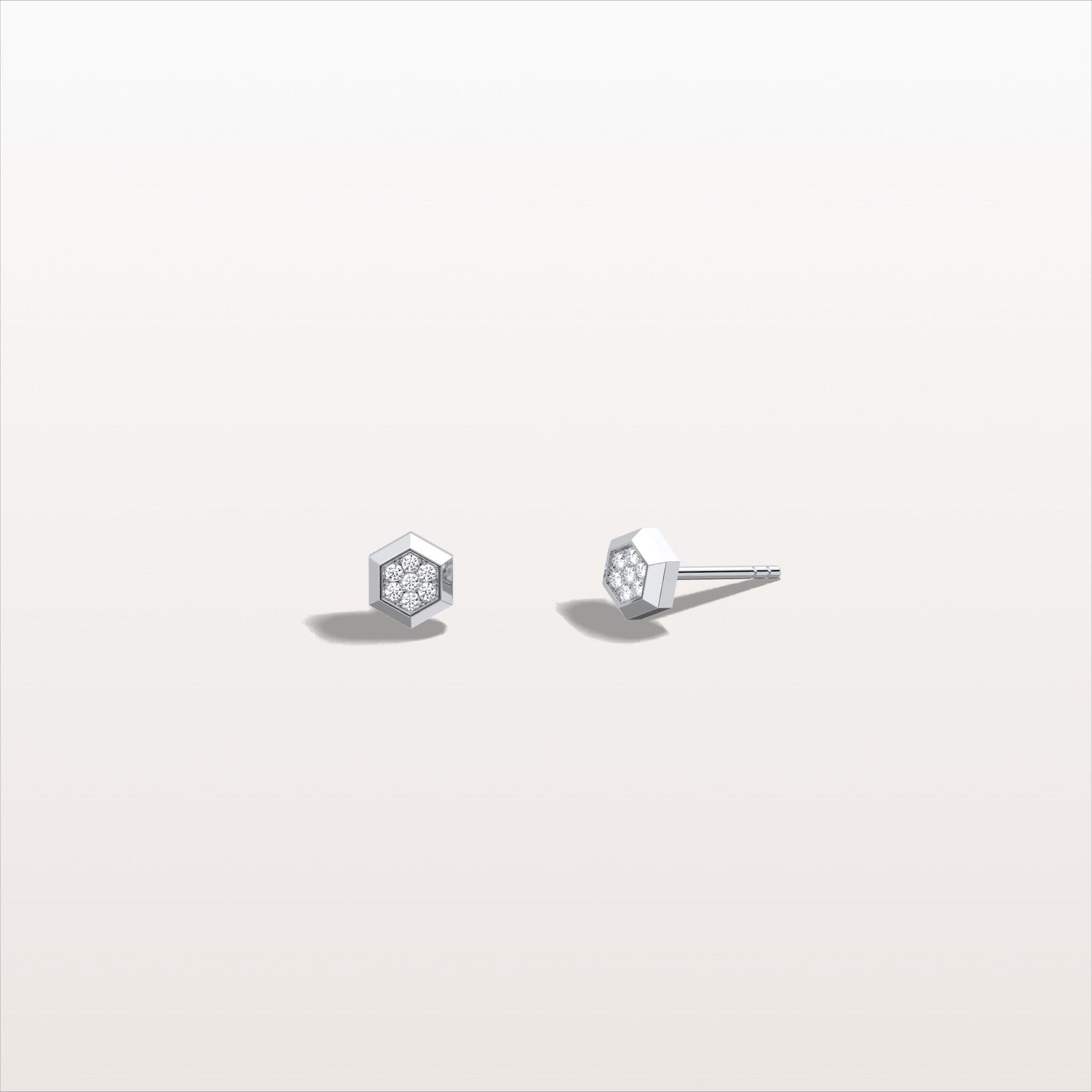 Lab Grown Diamond Hexagon Stud Earring in 14K Solid Gold/Platinum - Earrings