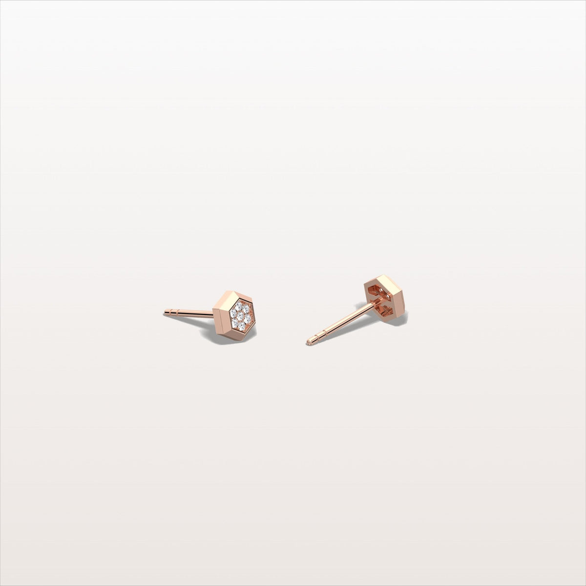 Lab Grown Diamond Hexagon Stud Earring in 14K Solid Gold/Platinum - Earrings