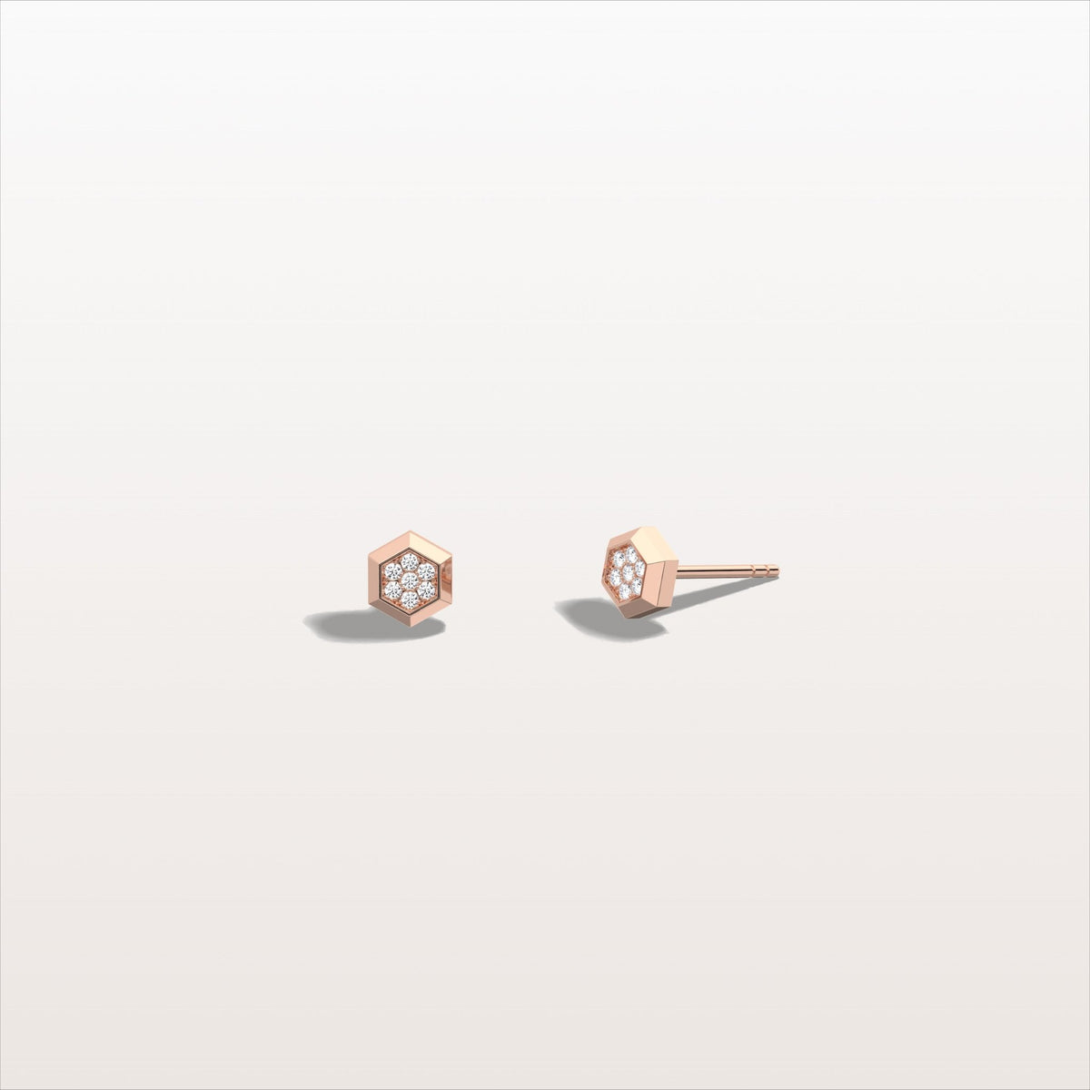 Lab Grown Diamond Hexagon Stud Earring in 14K Solid Gold/Platinum - Earrings