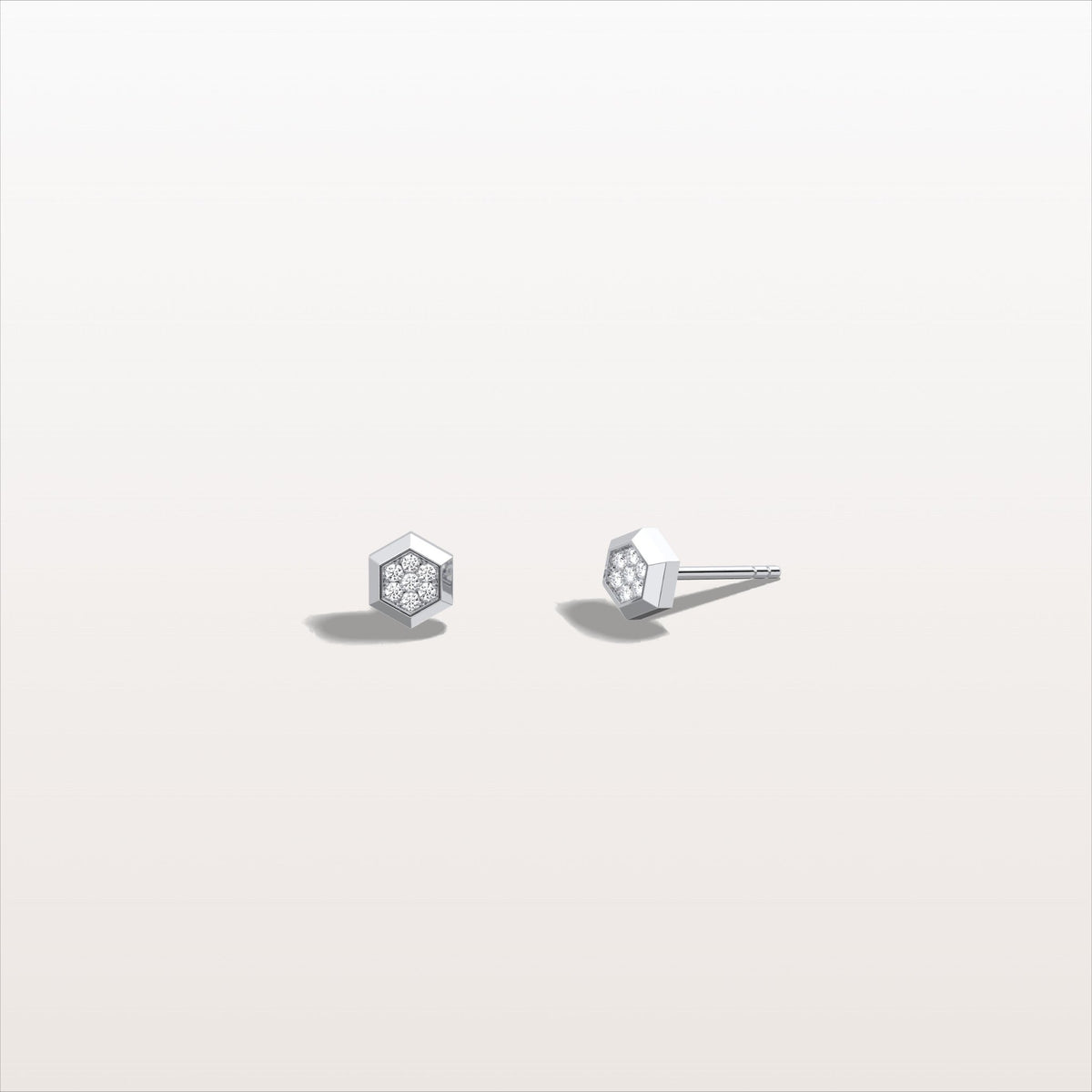 Lab Grown Diamond Hexagon Stud Earring in 14K Solid Gold/Platinum - Earrings