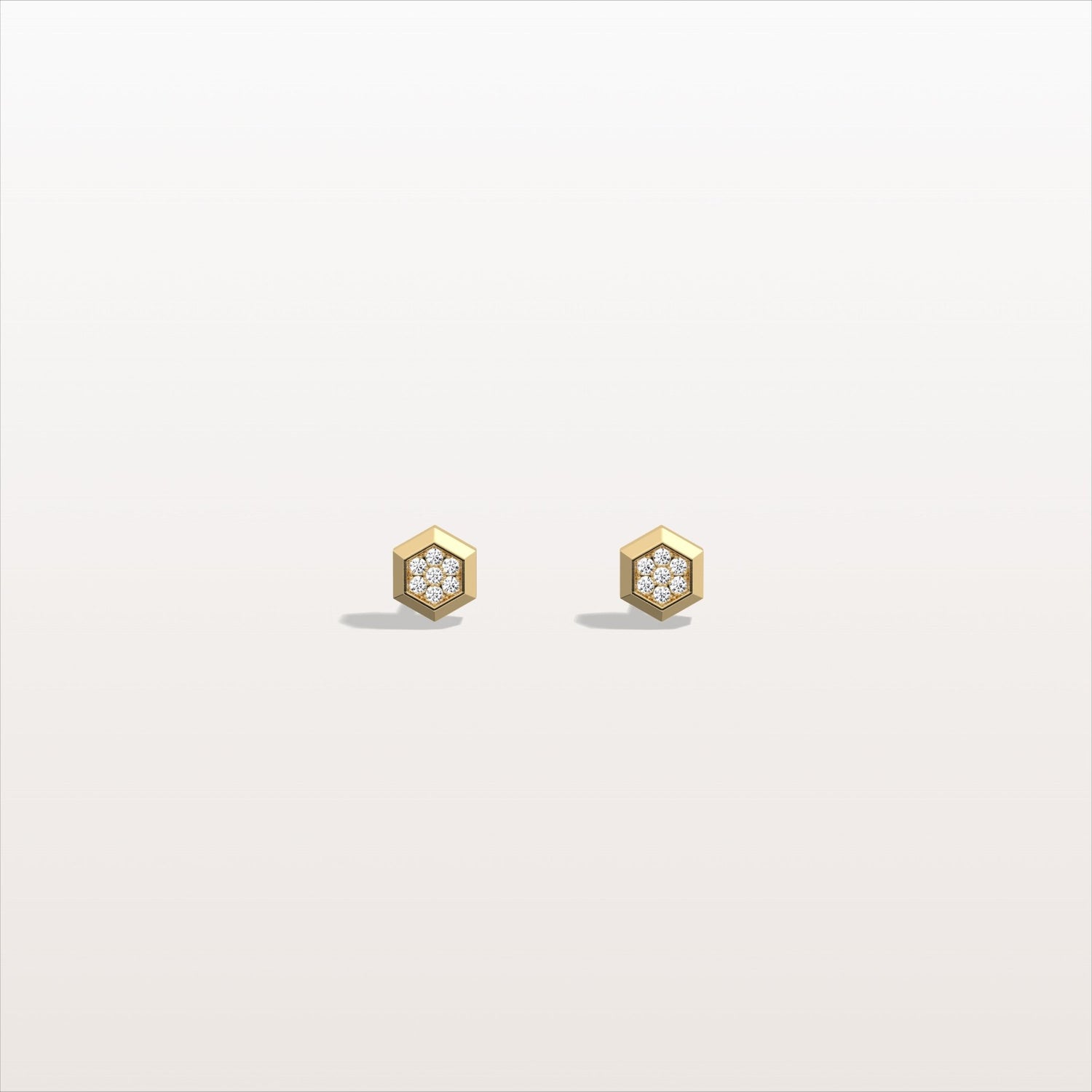 Lab Grown Diamond Hexagon Stud Earring in 14K Solid Gold/Platinum - Earrings