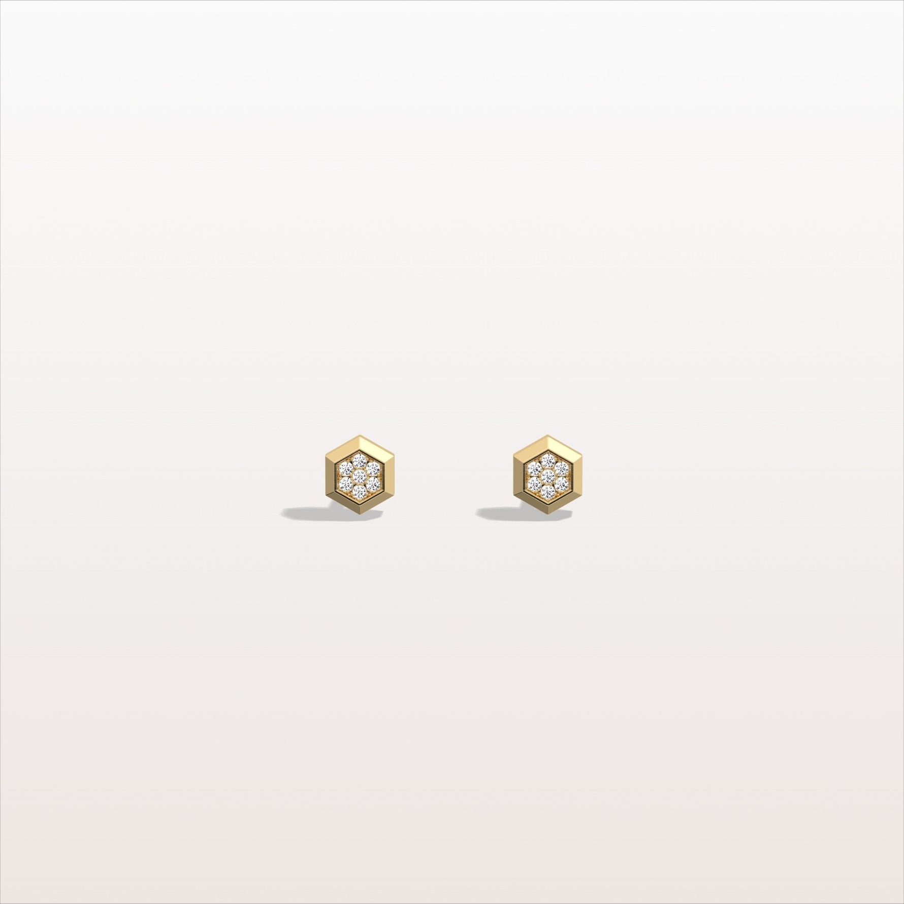 Lab Grown Diamond Hexagon Stud Earring in 14K Solid Gold/Platinum - Earrings