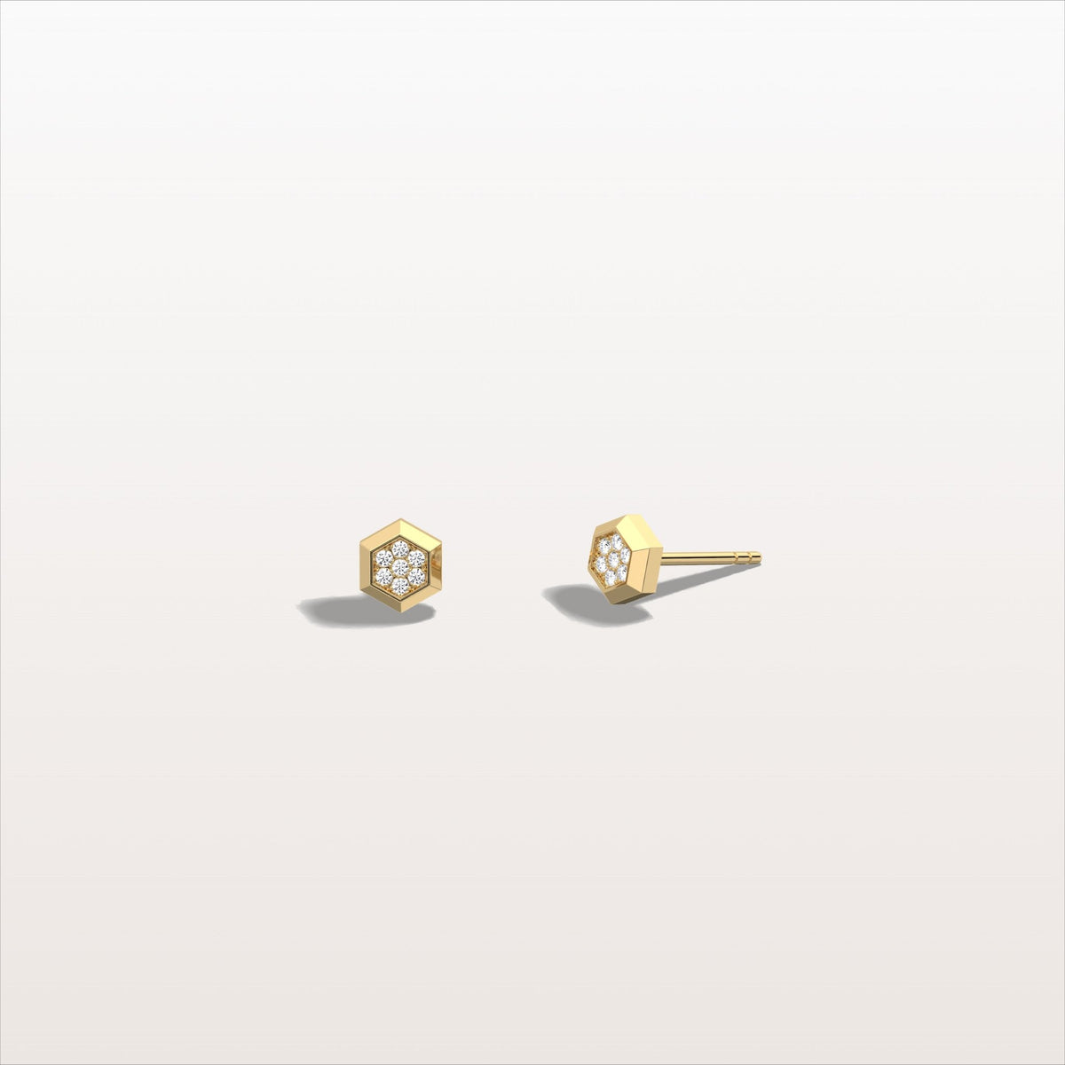 Lab Grown Diamond Hexagon Stud Earring in 14K Solid Gold/Platinum - Earrings