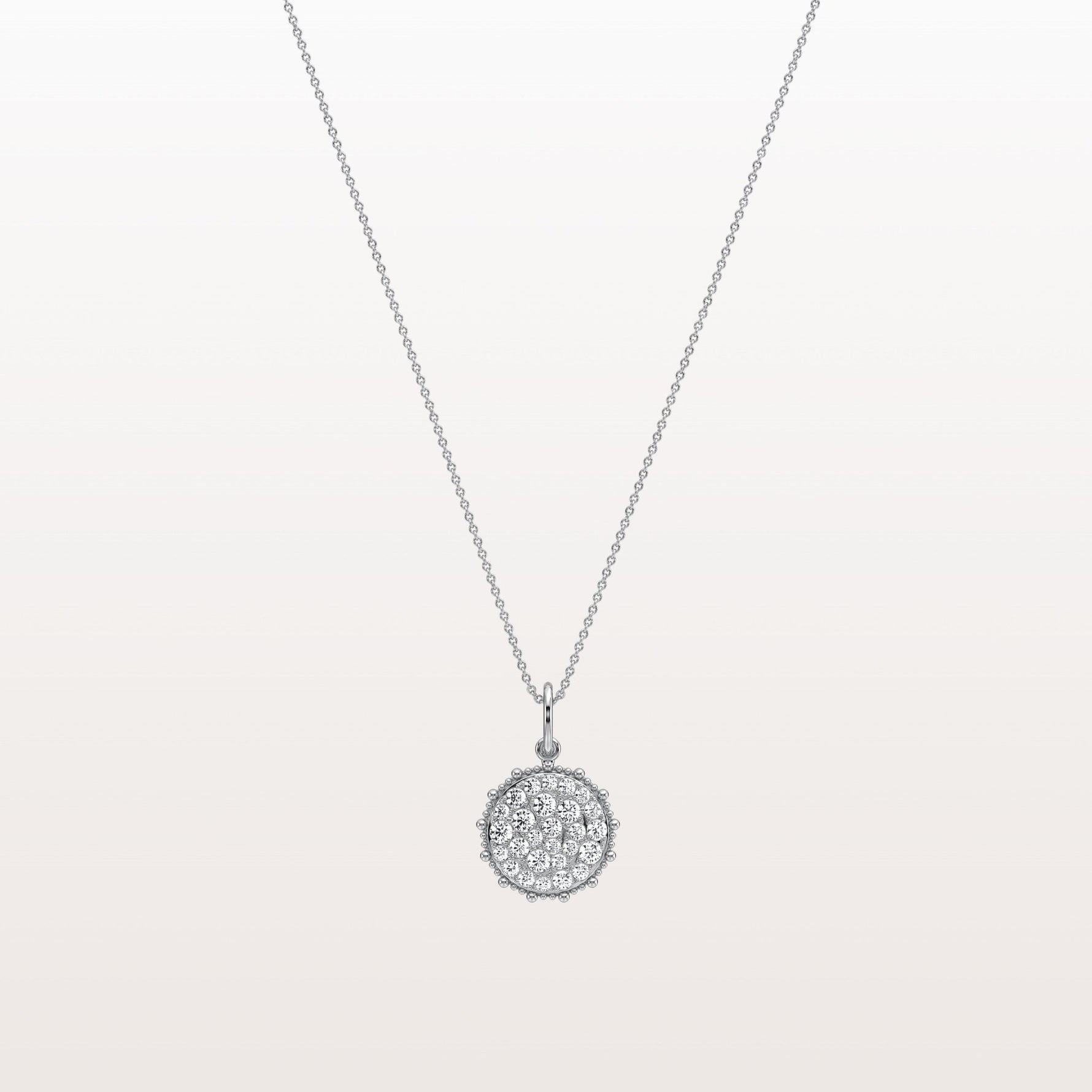 Lab Grown Diamond Circle Pendant Necklace in 14K Solid Gold/Platinum - Necklaces