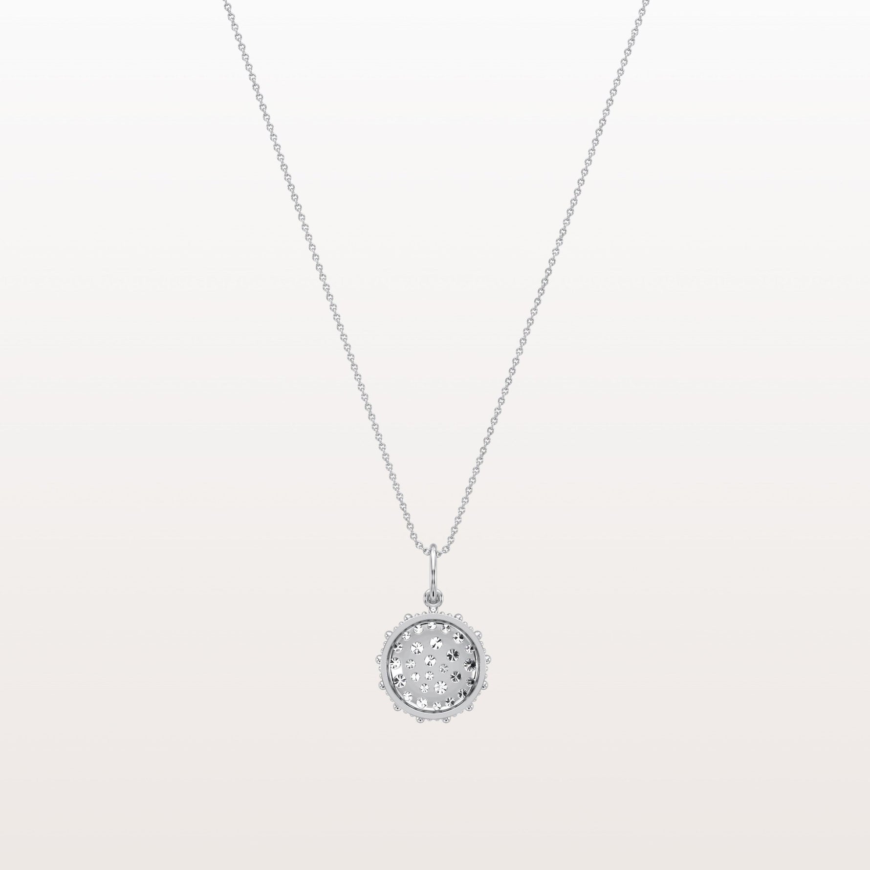 Lab Grown Diamond Circle Pendant Necklace in 14K Solid Gold/Platinum - Necklaces