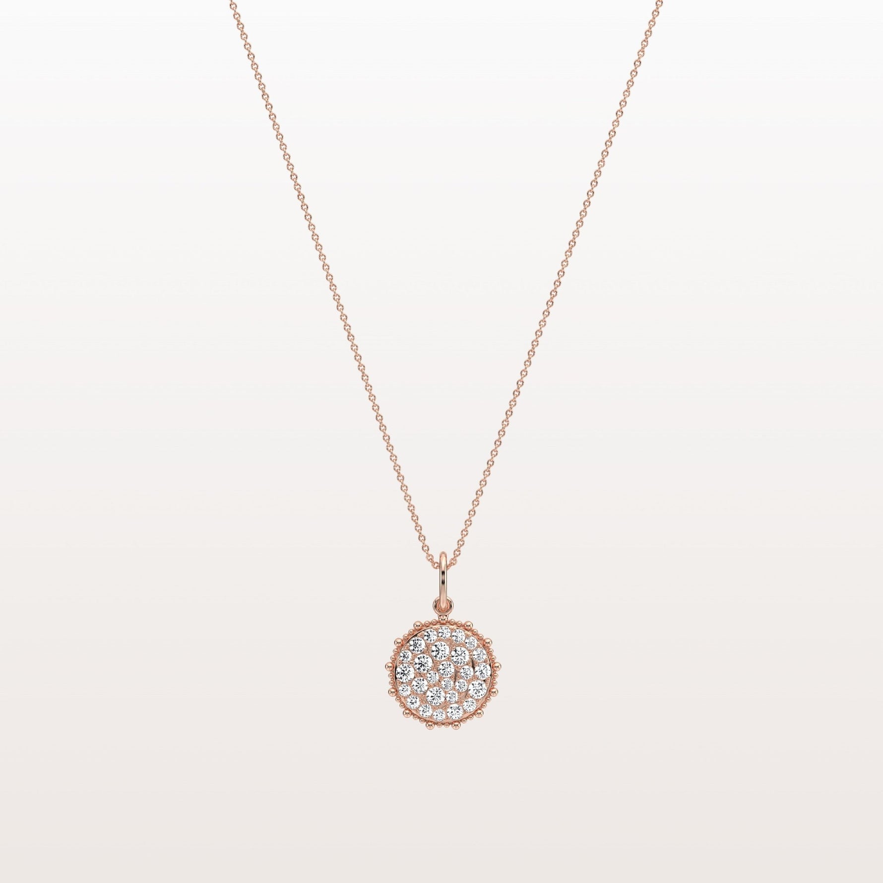 Lab Grown Diamond Circle Pendant Necklace in 14K Solid Gold/Platinum - Necklaces