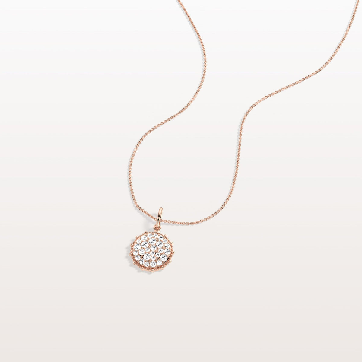 Lab Grown Diamond Circle Pendant Necklace in 14K Solid Gold/Platinum - Necklaces
