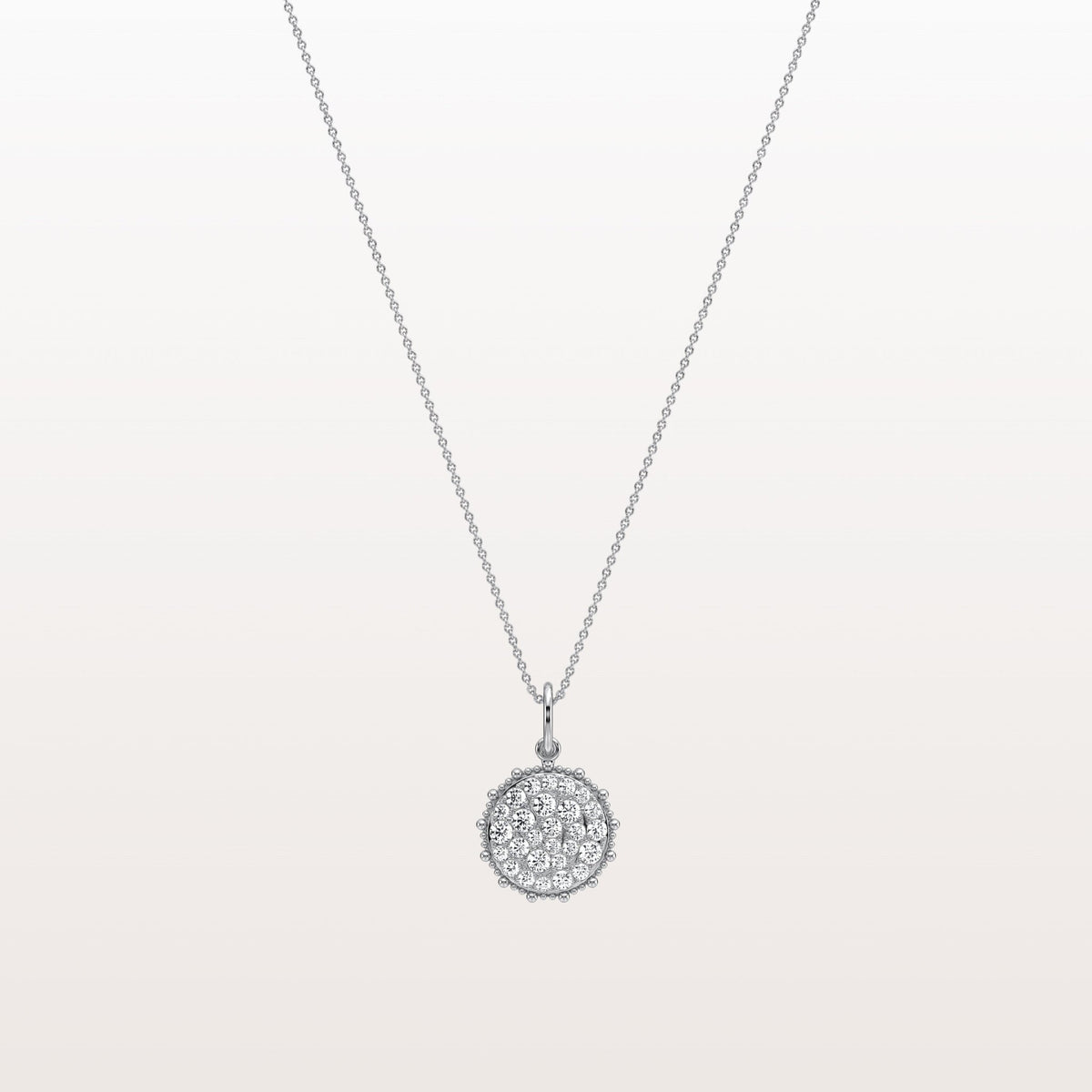 Lab Grown Diamond Circle Pendant Necklace in 14K Solid Gold/Platinum - Necklaces