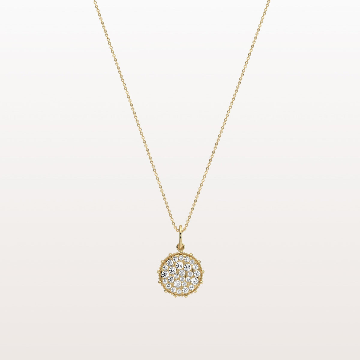 Lab Grown Diamond Circle Pendant Necklace in 14K Solid Gold/Platinum - Necklaces