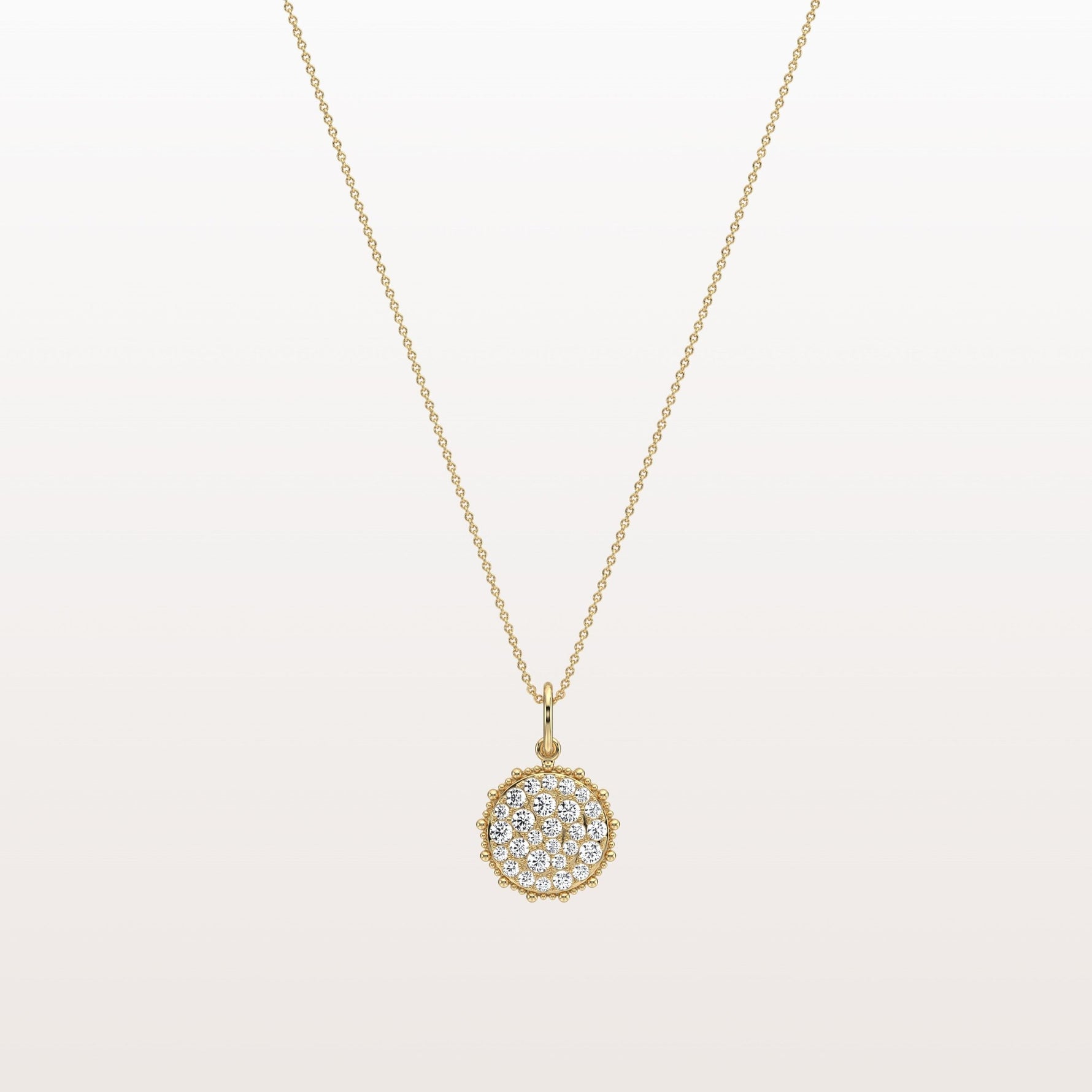 Lab Grown Diamond Circle Pendant Necklace in 14K Solid Gold/Platinum - Necklaces