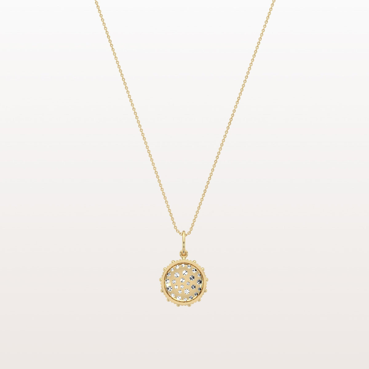 Lab Grown Diamond Circle Pendant Necklace in 14K Solid Gold/Platinum - Necklaces