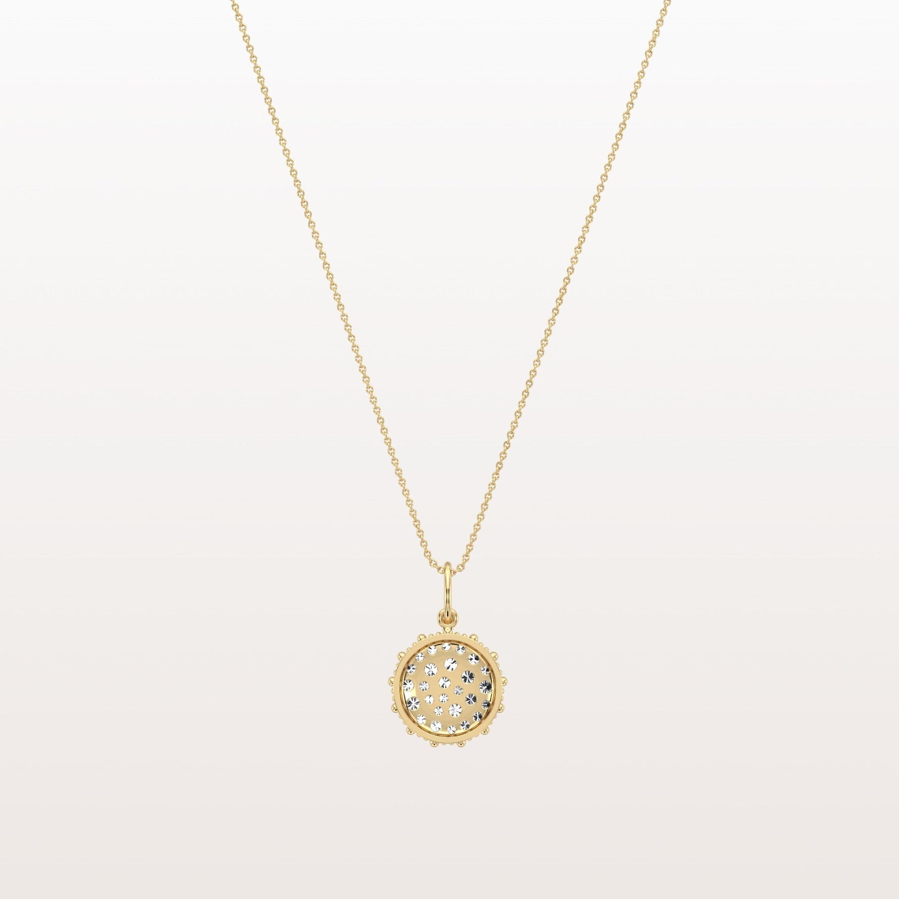 Lab Grown Diamond Circle Pendant Necklace in 14K Solid Gold/Platinum - Necklaces