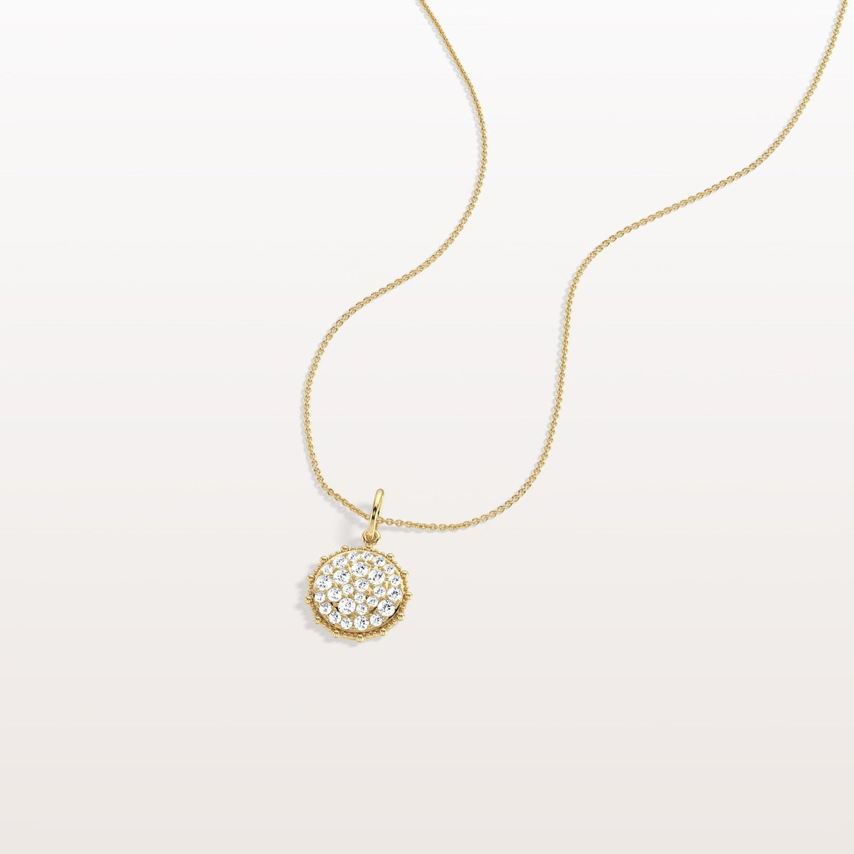 Lab Grown Diamond Circle Pendant Necklace in 14K Solid Gold/Platinum - Necklaces