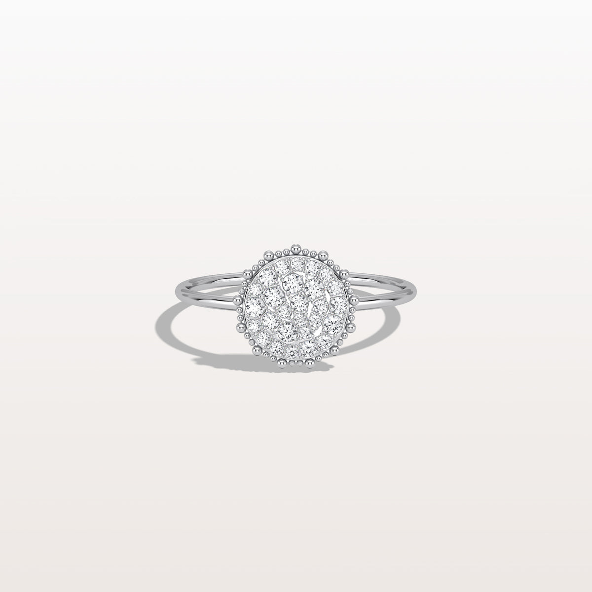 Lab Grown Milgrain Halo Cluster Ring in 14K Solid Gold/Platinum - Rings