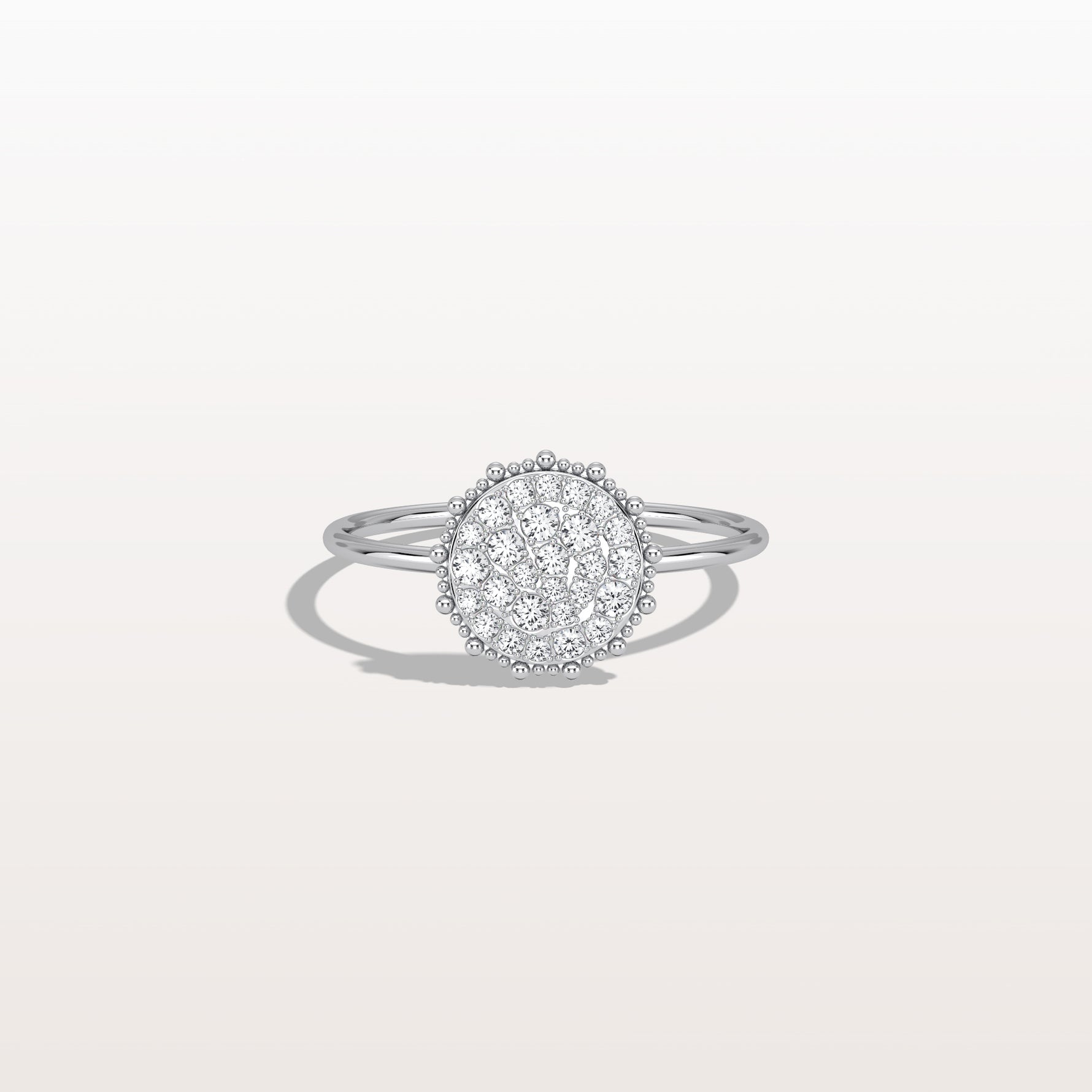 Lab Grown Milgrain Halo Cluster Ring in 14K Solid Gold/Platinum - Rings