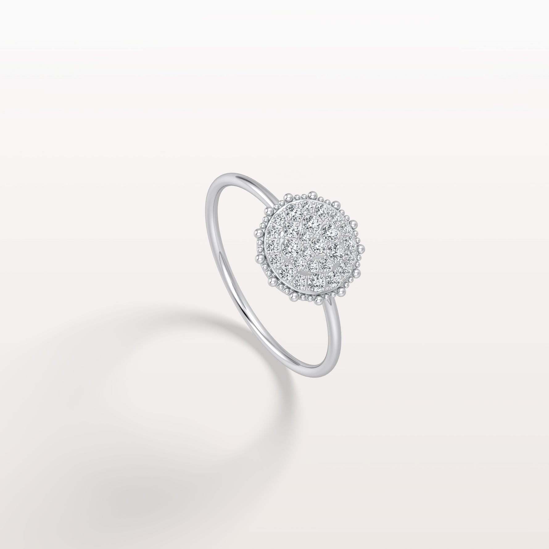 Lab Grown Milgrain Halo Cluster Ring in 14K Solid Gold/Platinum - Rings