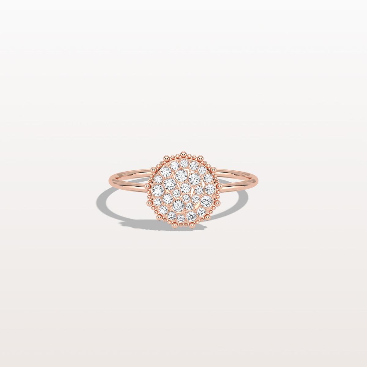 Lab Grown Milgrain Halo Cluster Ring in 14K Solid Gold/Platinum - Rings