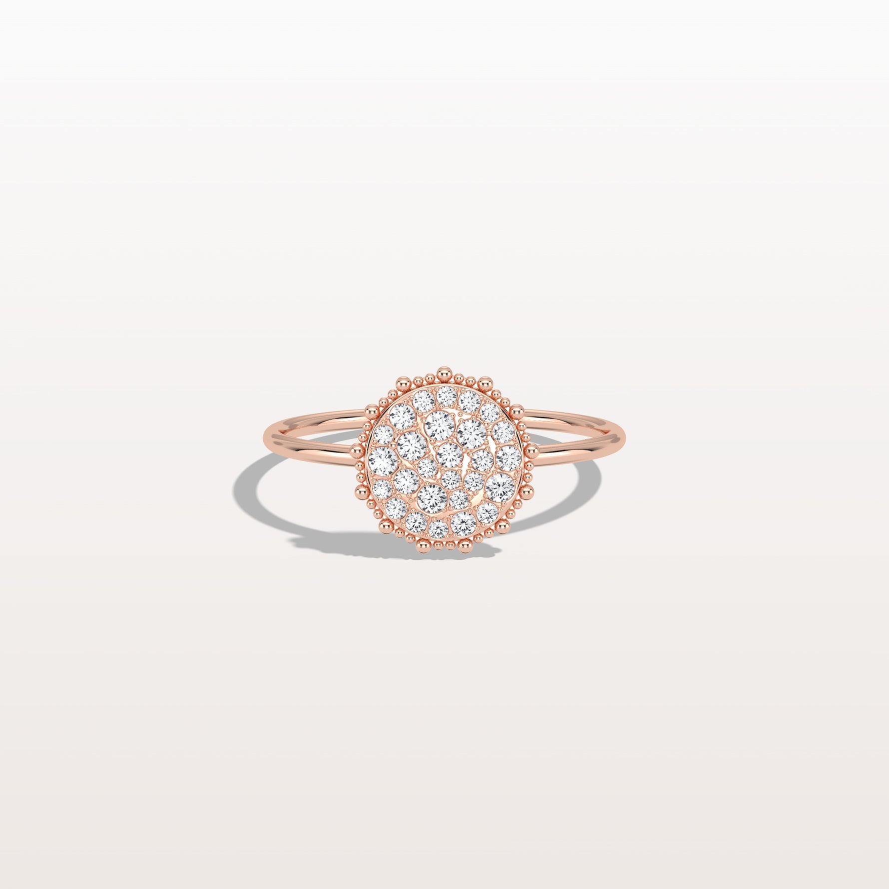 Lab Grown Milgrain Halo Cluster Ring in 14K Solid Gold/Platinum - Rings