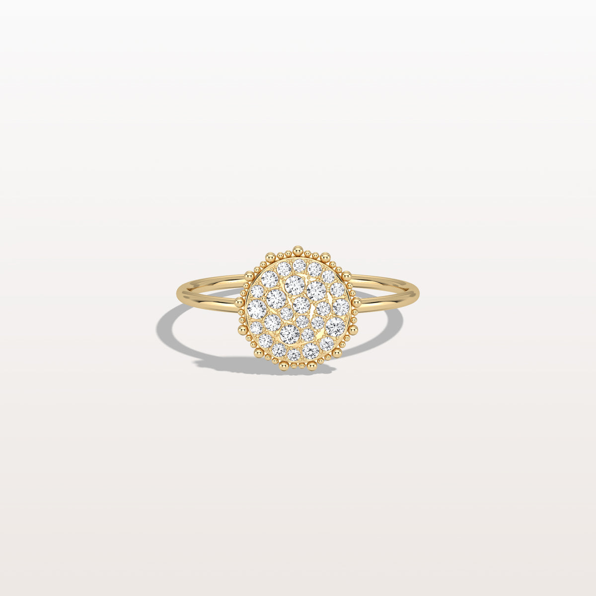 Lab Grown Milgrain Halo Cluster Ring in 14K Solid Gold/Platinum - Rings