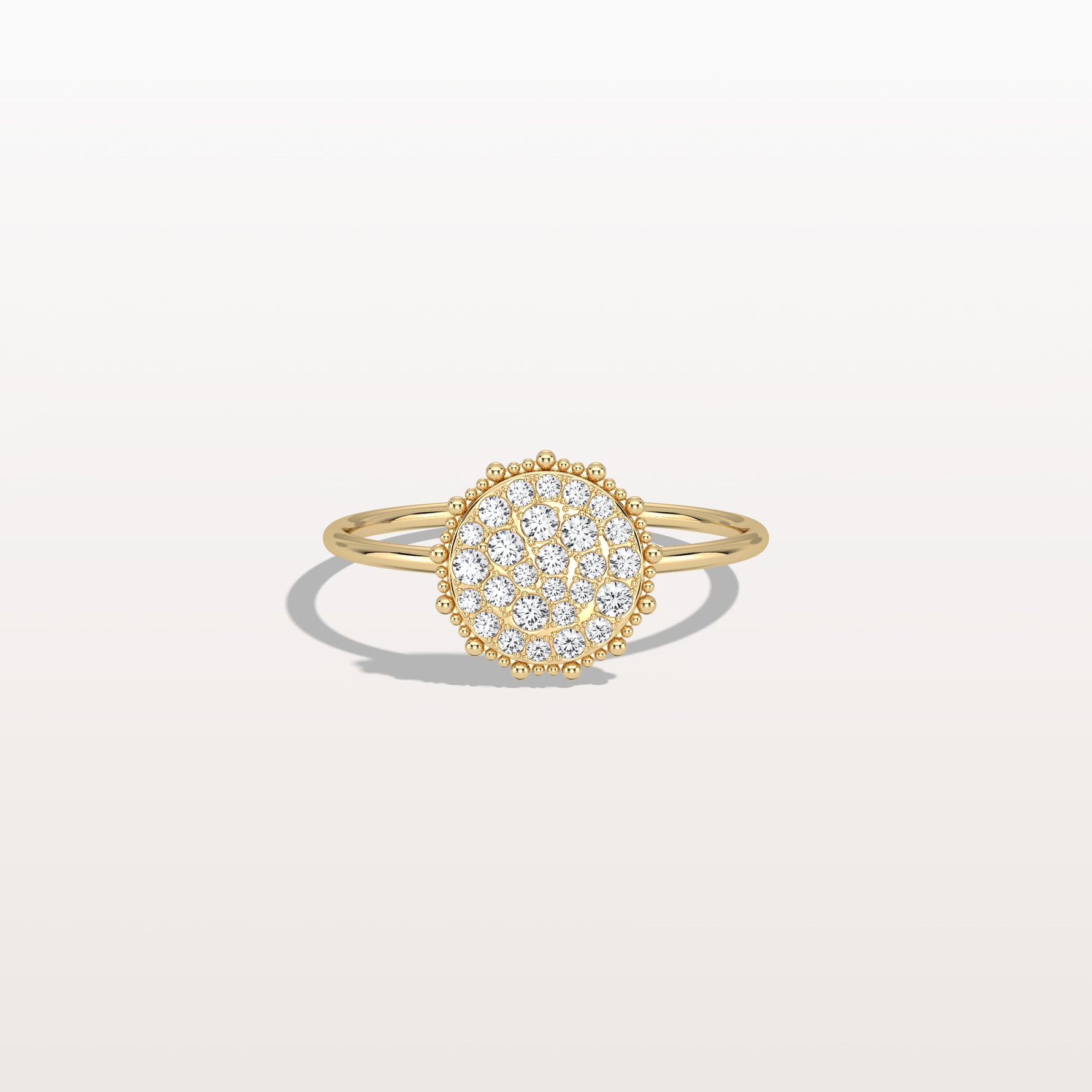 Lab Grown Milgrain Halo Cluster Ring in 14K Solid Gold/Platinum - Rings