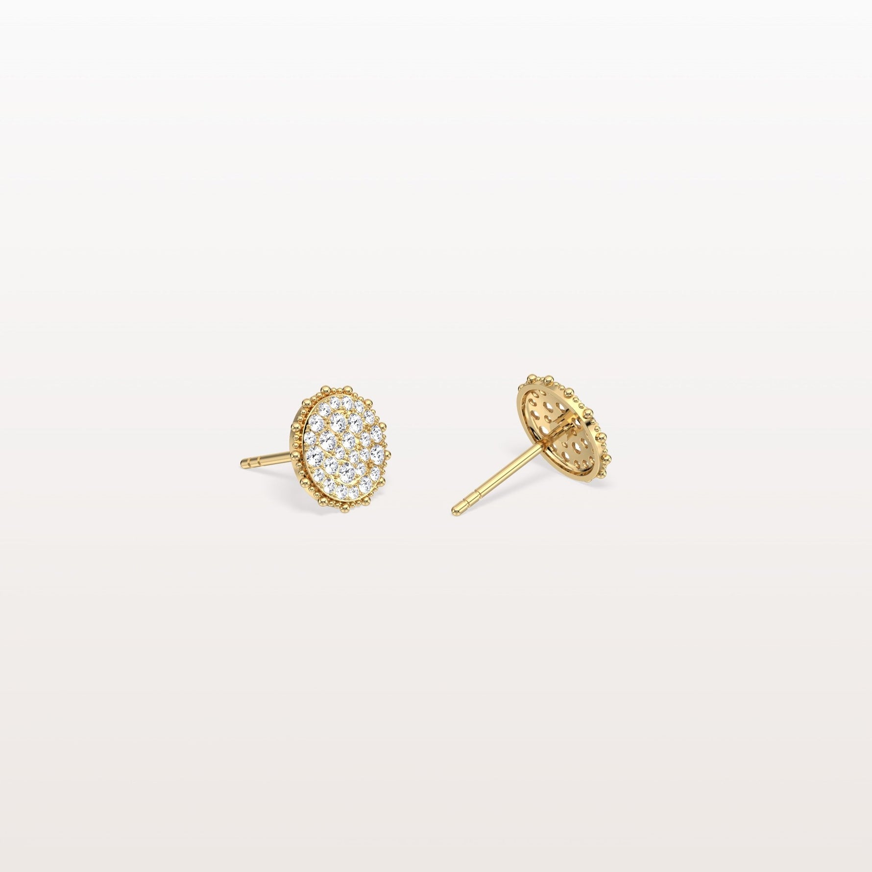 Lab Grown Diamond Push Back milgrain Stud Earring - Earrings