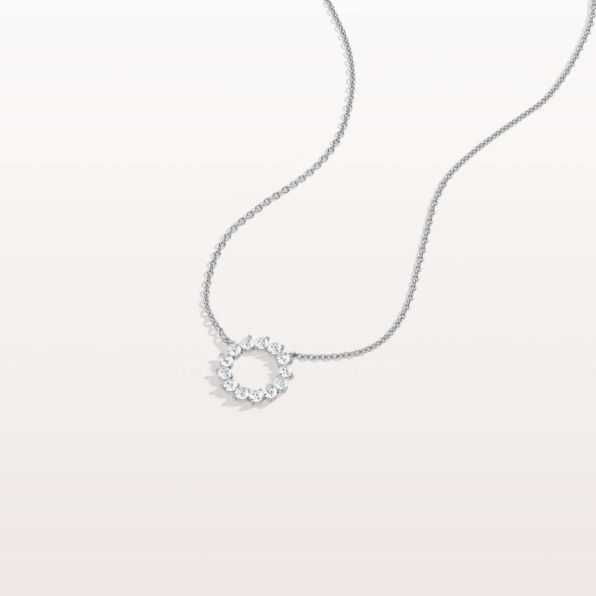 Lab Grown Diamond Circle Pendant Necklace - Necklaces