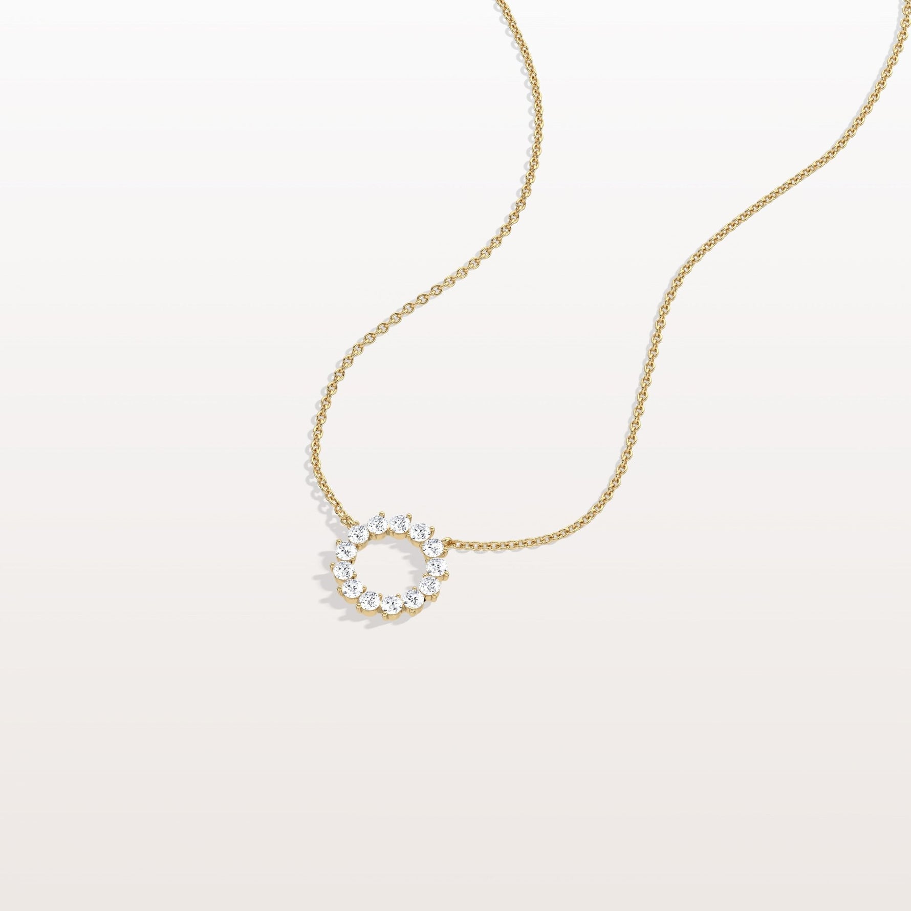 Lab Grown Diamond Circle Pendant Necklace - Necklaces