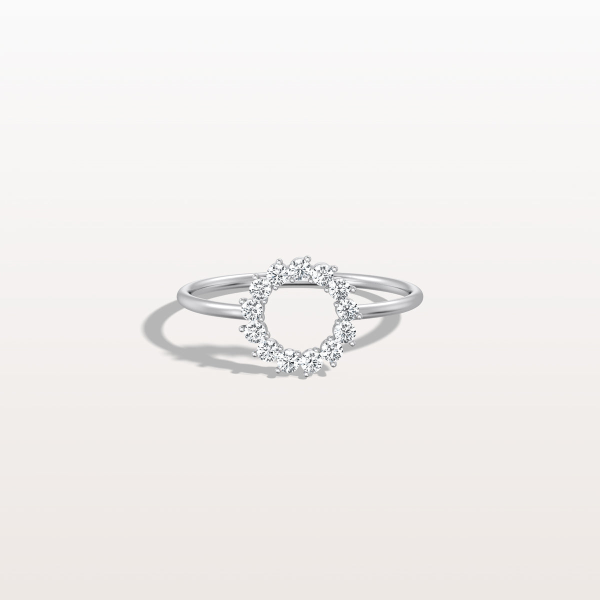 Lab Grown Diamond Open Circle Ring in 14K Solid Gold/Platinum - Rings