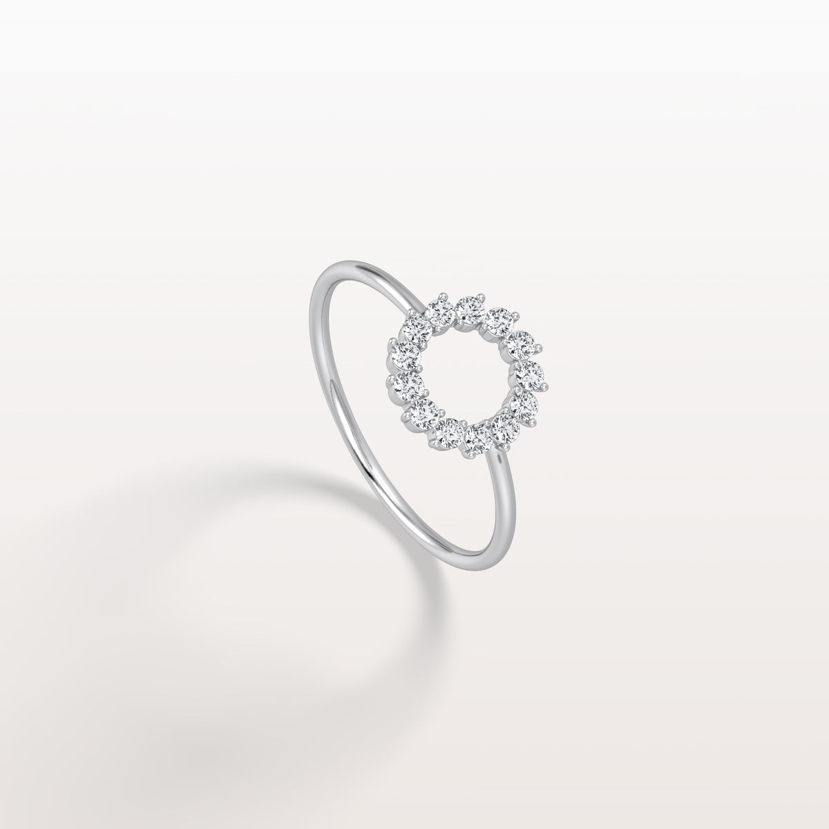 Lab Grown Diamond Open Circle Ring in 14K Solid Gold/Platinum - Rings