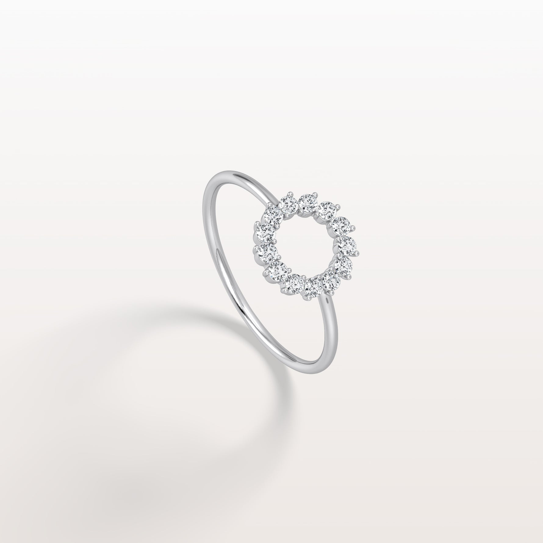 Lab Grown Diamond Open Circle Ring in 14K Solid Gold/Platinum - Rings