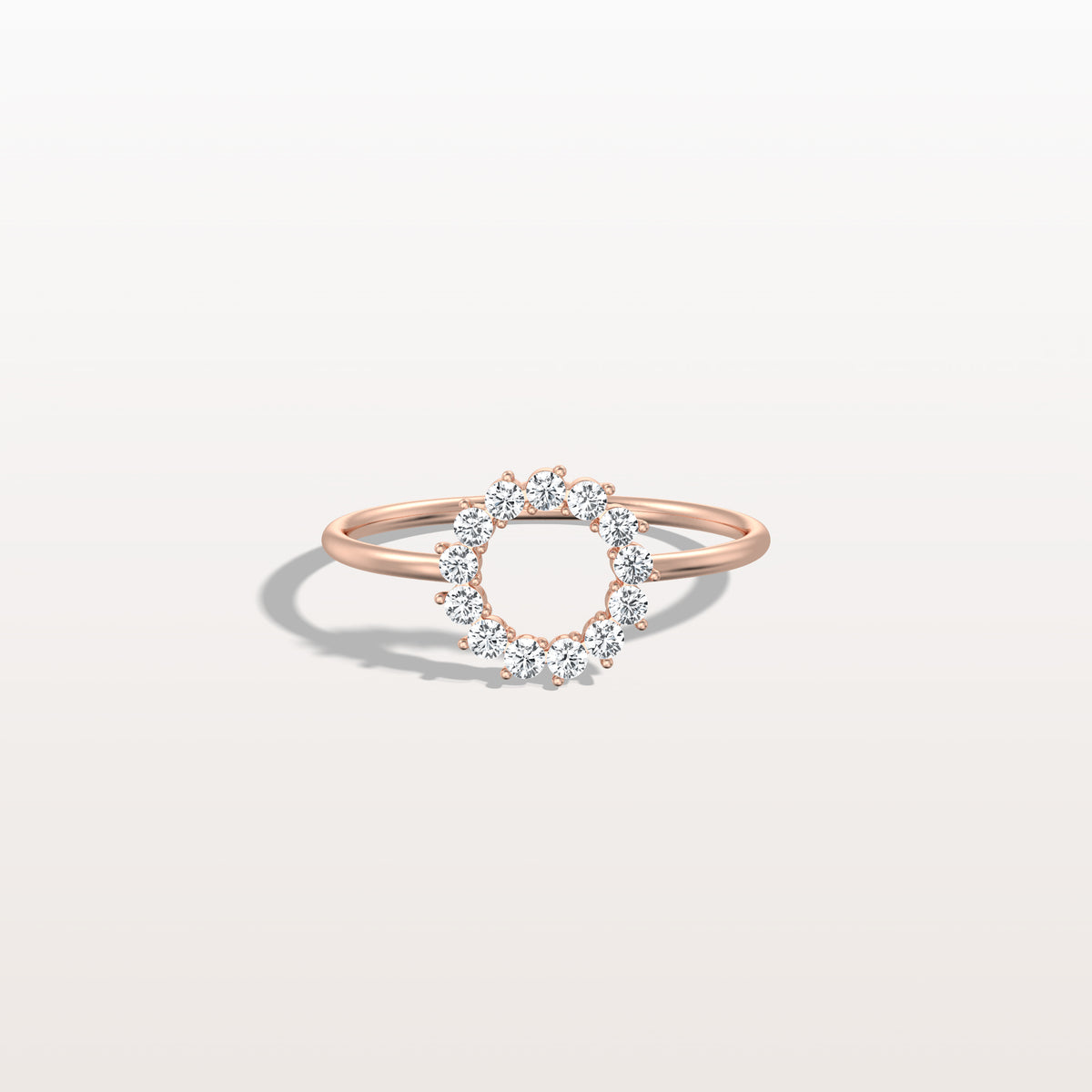 Lab Grown Diamond Open Circle Ring in 14K Solid Gold/Platinum - Rings