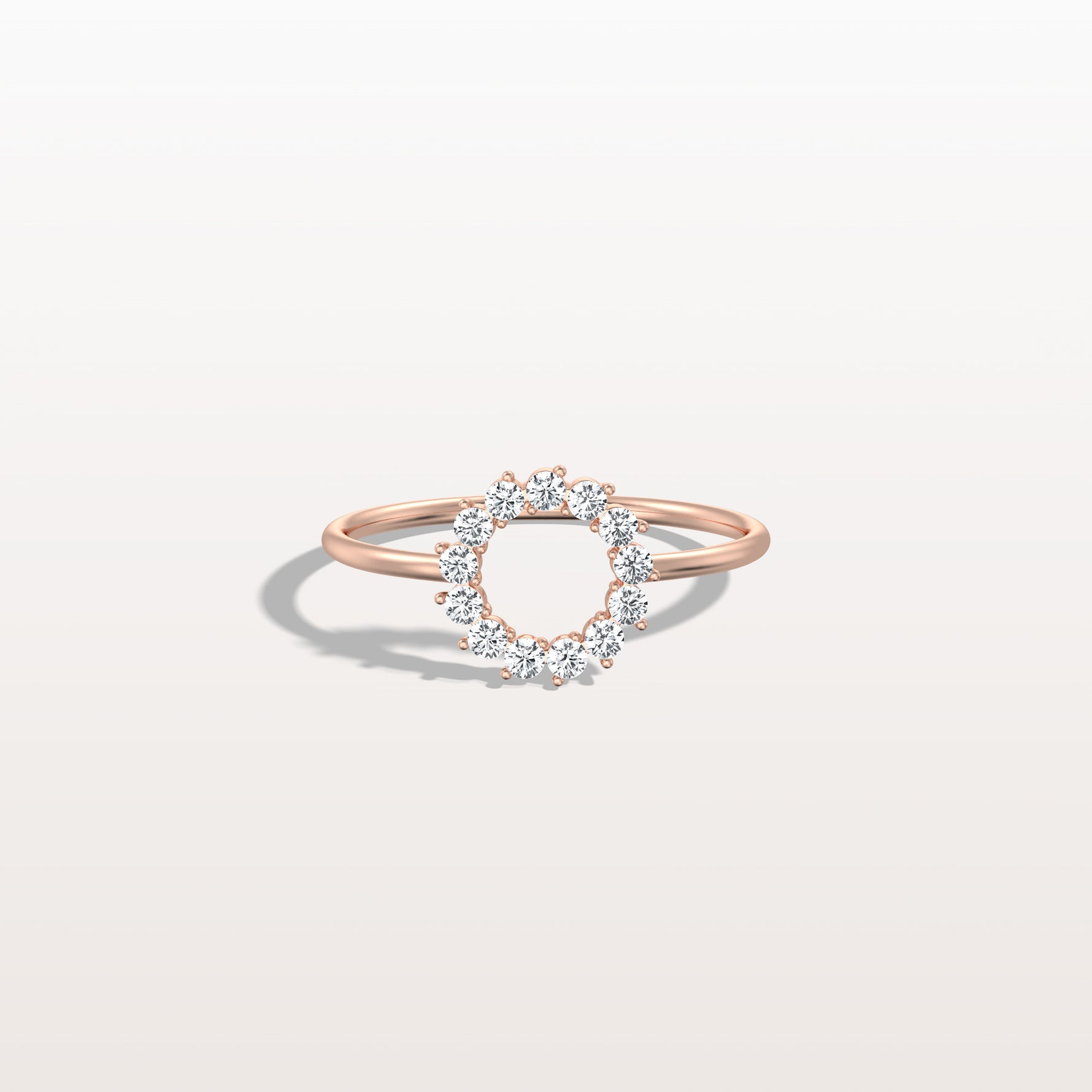Lab Grown Diamond Open Circle Ring in 14K Solid Gold/Platinum - Rings