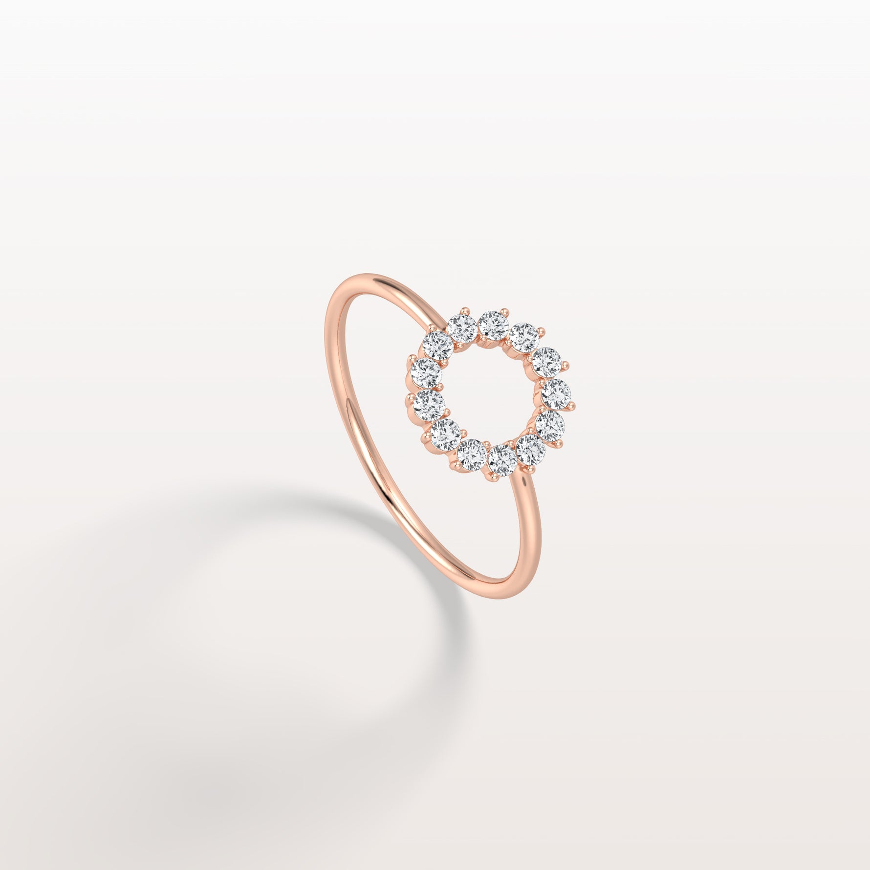 Lab Grown Diamond Open Circle Ring in 14K Solid Gold/Platinum - Rings