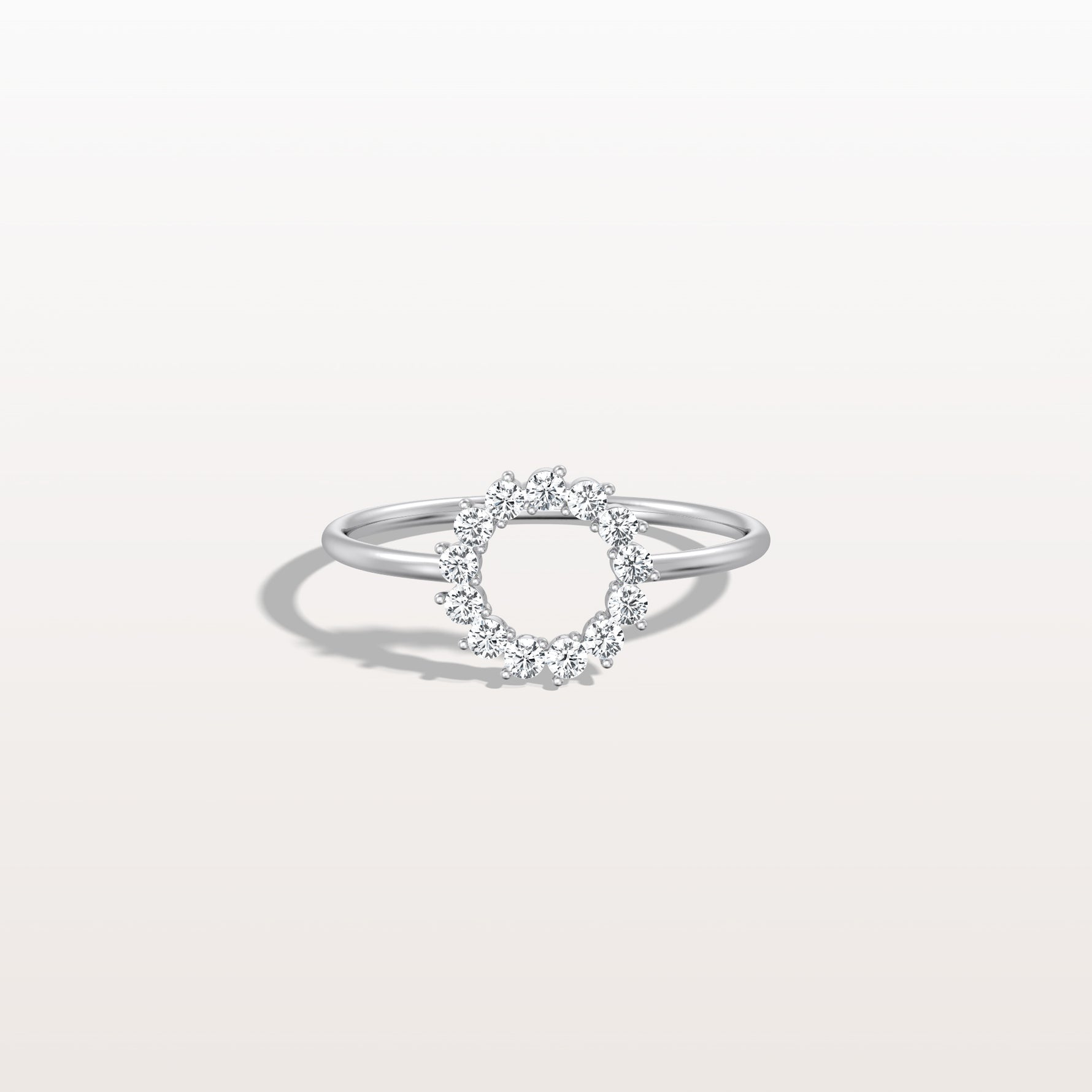 Lab Grown Diamond Open Circle Ring in 14K Solid Gold/Platinum - Rings