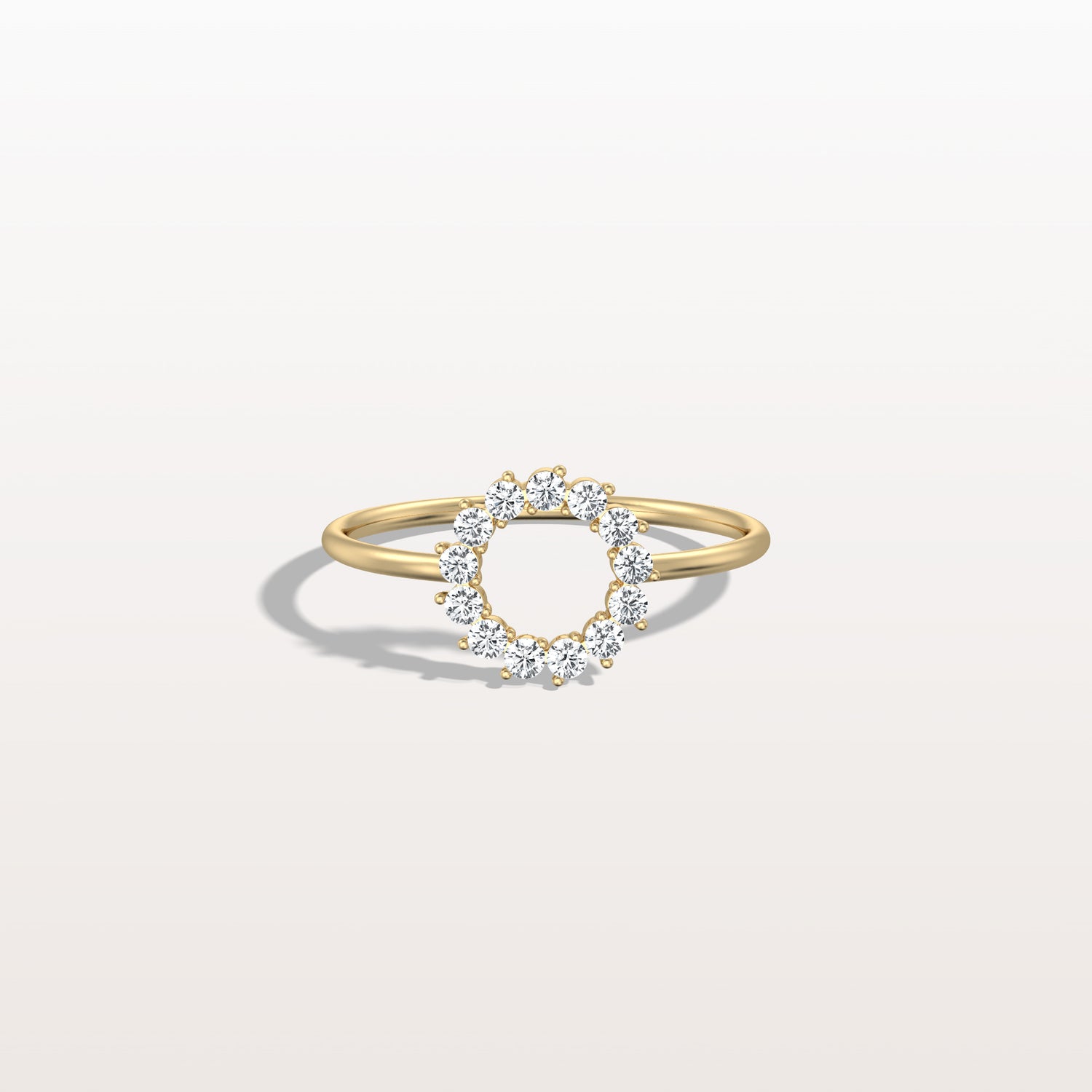 Lab Grown Diamond Open Circle Ring in 14K Solid Gold/Platinum - Rings