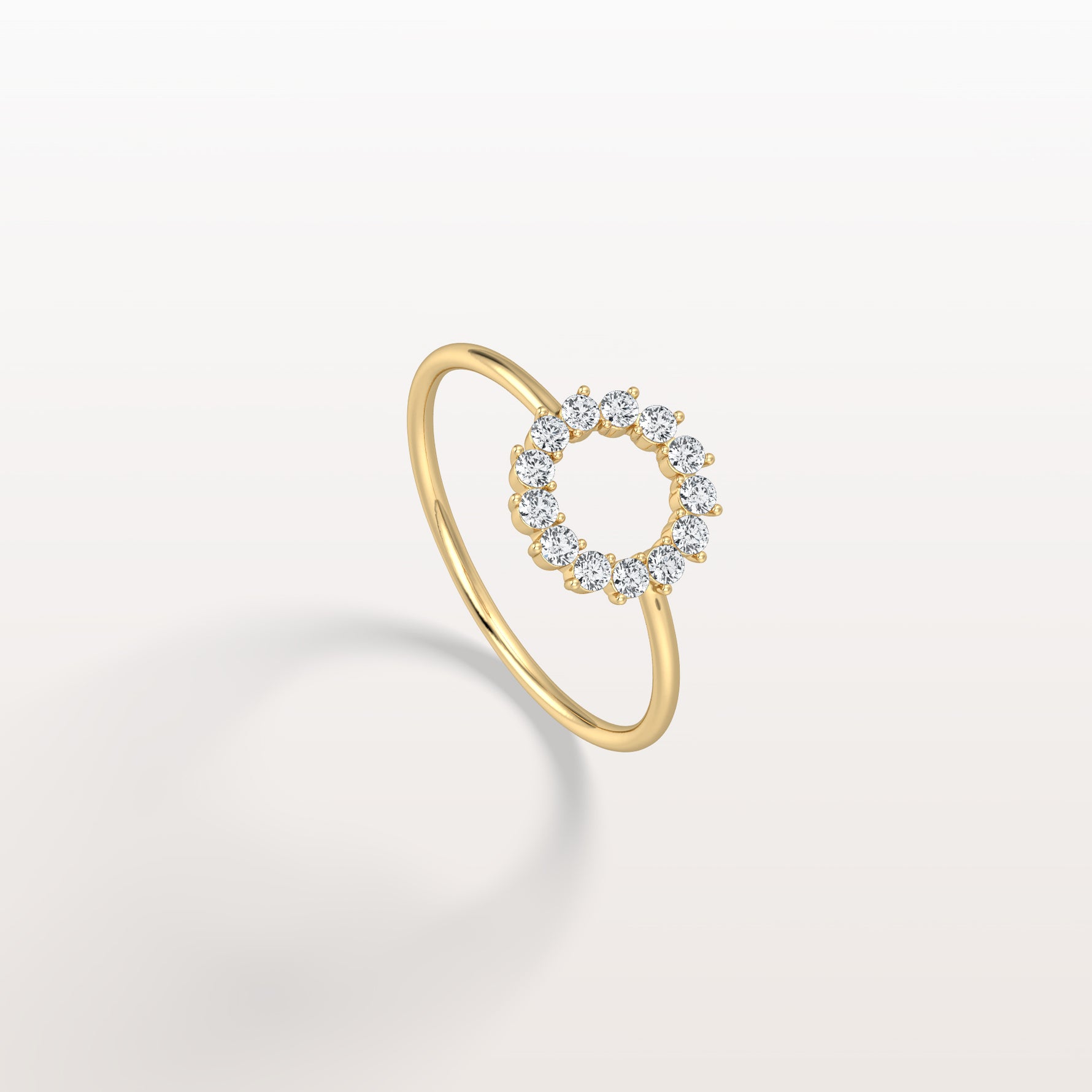 Lab Grown Diamond Open Circle Ring in 14K Solid Gold/Platinum - Rings