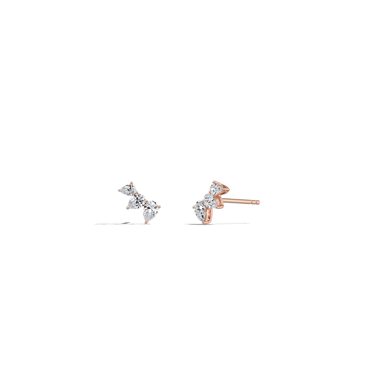 Lab Grown Diamond Climber Stud Earring in 14K Solid Gold/Platinum - Earrings