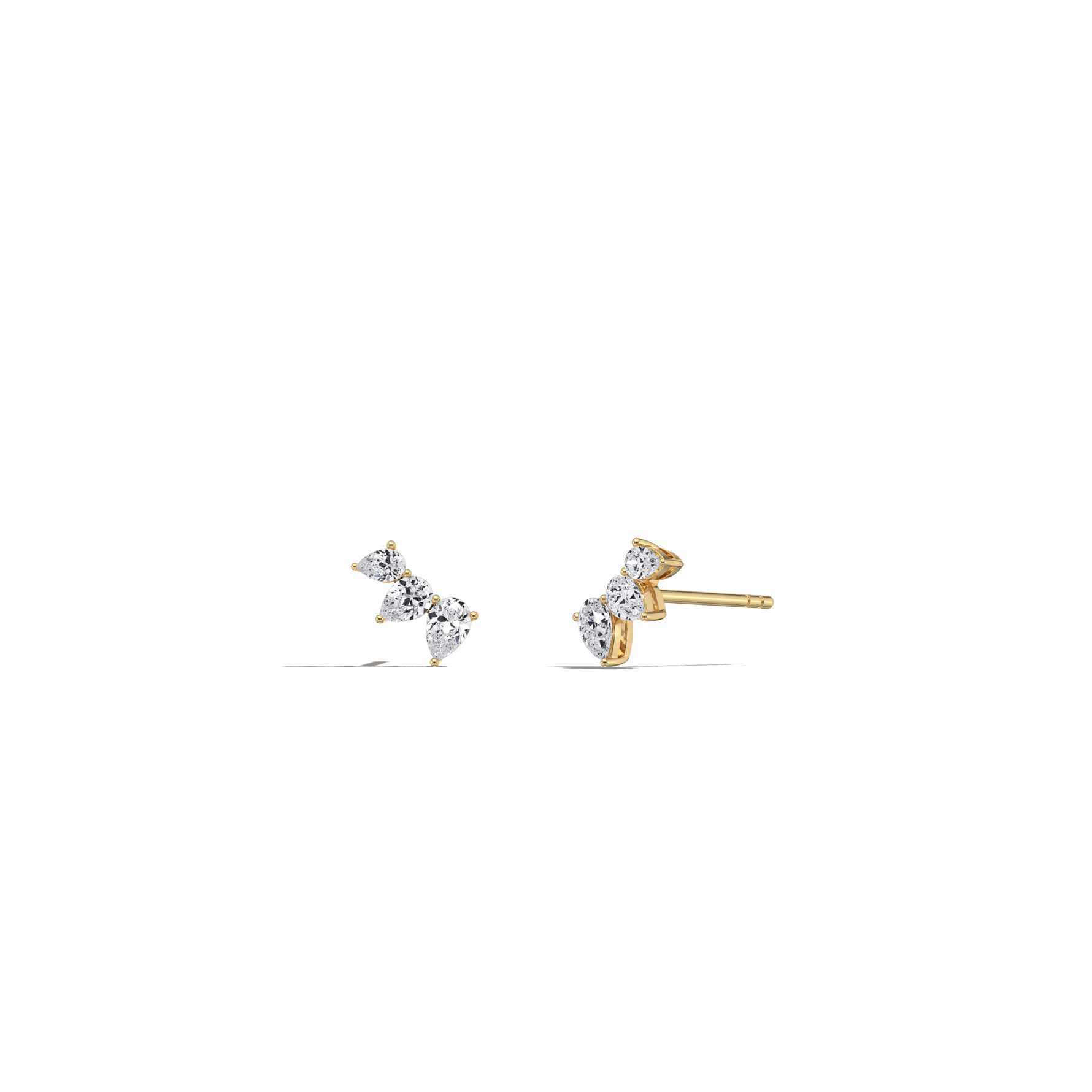 Lab Grown Diamond Climber Stud Earring in 14K Solid Gold/Platinum - Earrings