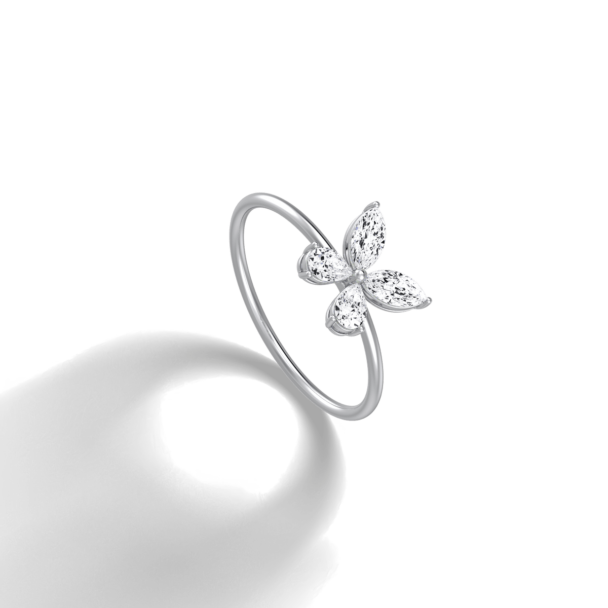 0.5CTW Lab Grown Diamond Butterfly Ring in 14K Solid Gold/Platinum - Rings