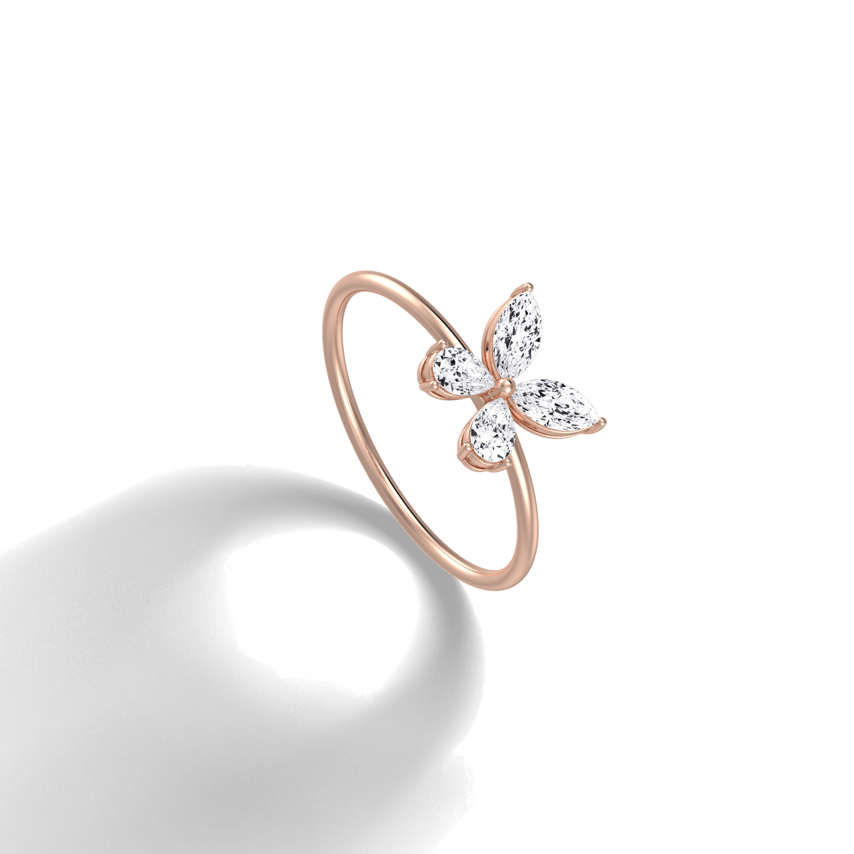 0.5CTW Lab Grown Diamond Butterfly Ring in 14K Solid Gold/Platinum - Rings