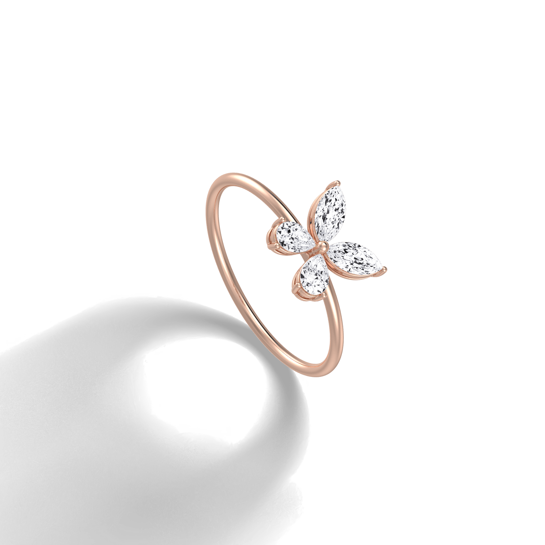 0.5CTW Lab Grown Diamond Butterfly Ring in 14K Solid Gold/Platinum - Rings