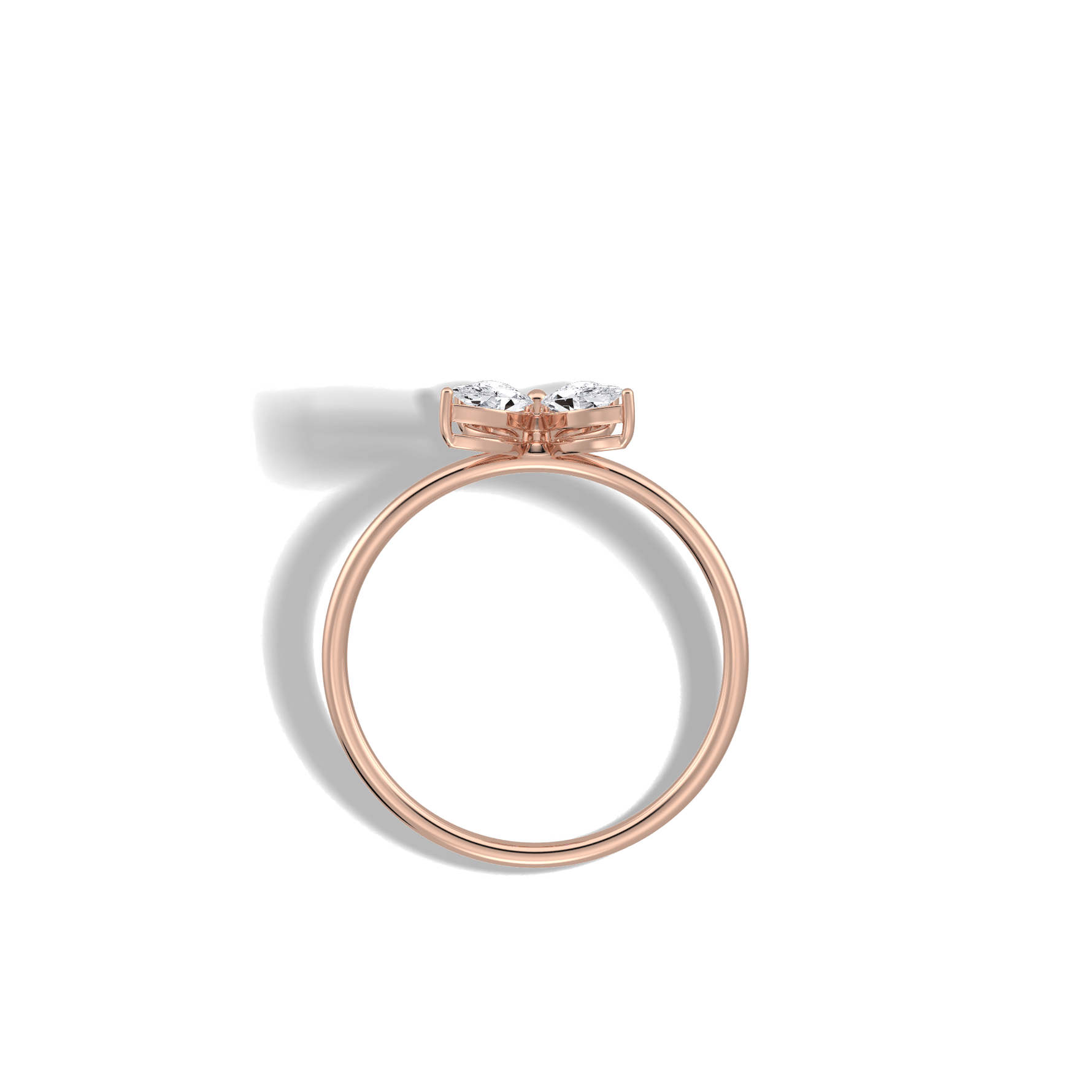 0.5CTW Lab Grown Diamond Butterfly Ring in 14K Solid Gold/Platinum - Rings