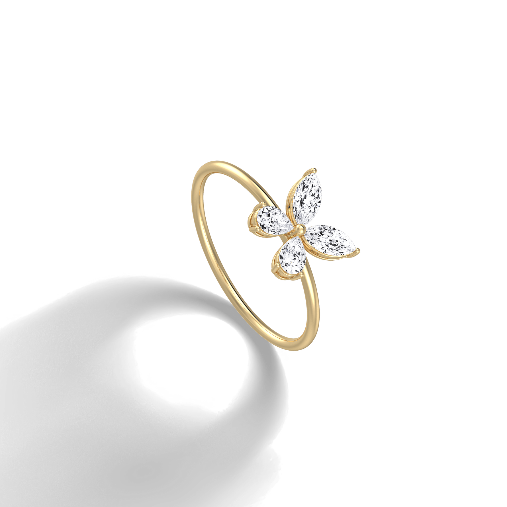 0.5CTW Lab Grown Diamond Butterfly Ring in 14K Solid Gold/Platinum - Rings