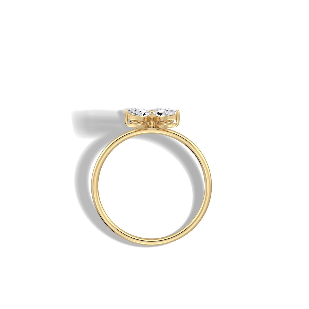 0.5CTW Lab Grown Diamond Butterfly Ring in 14K Solid Gold/Platinum - Rings