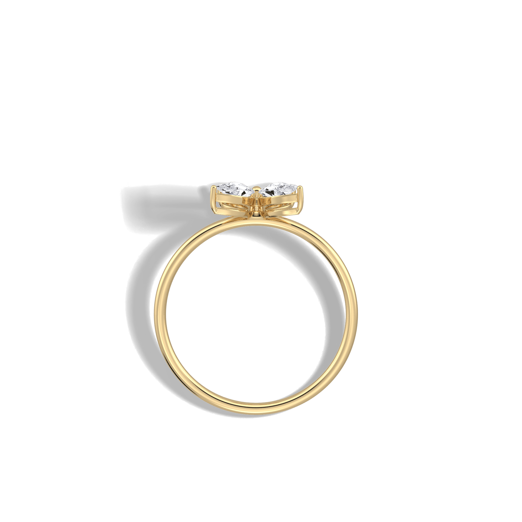 0.5CTW Lab Grown Diamond Butterfly Ring in 14K Solid Gold/Platinum - Rings