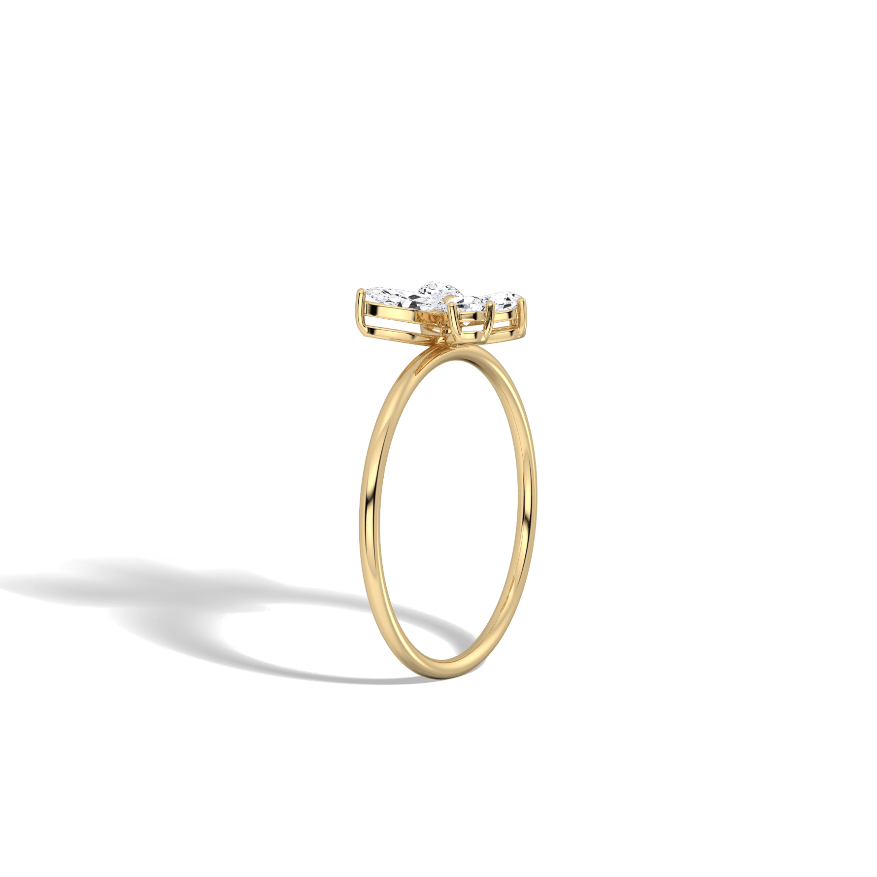 0.5CTW Lab Grown Diamond Butterfly Ring in 14K Solid Gold/Platinum - Rings