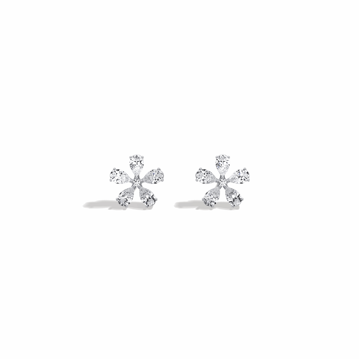 1.32CTW Pear Cut Lab Grown Diamond Flower Stud Earring - Earrings